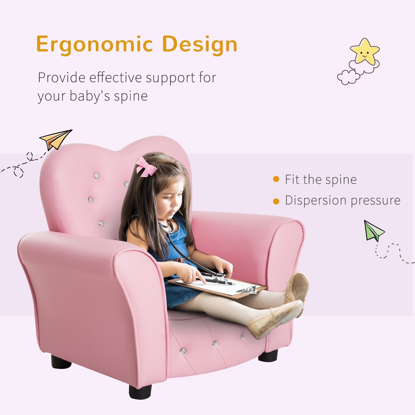 Kids Armchair Toddler Chair Seating Relax Playroom Seater Girl