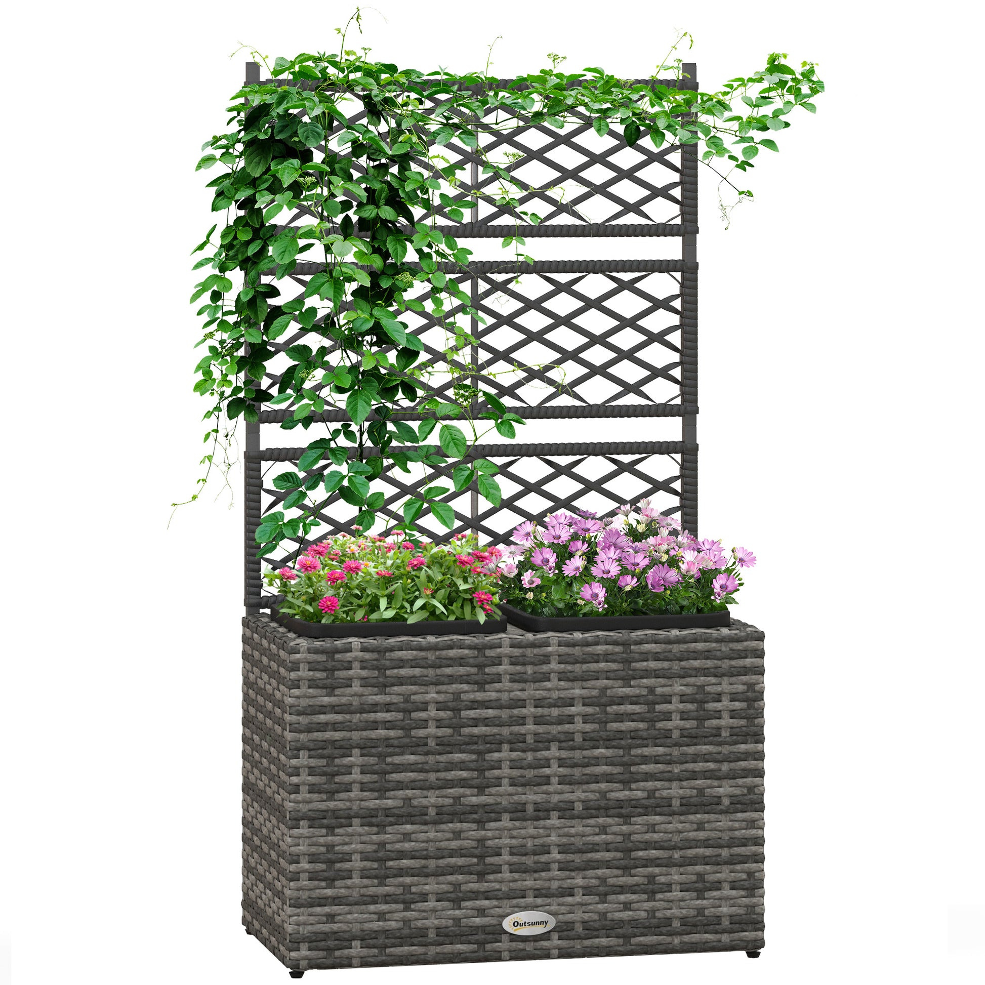22 L Rattan Planter with Trellis