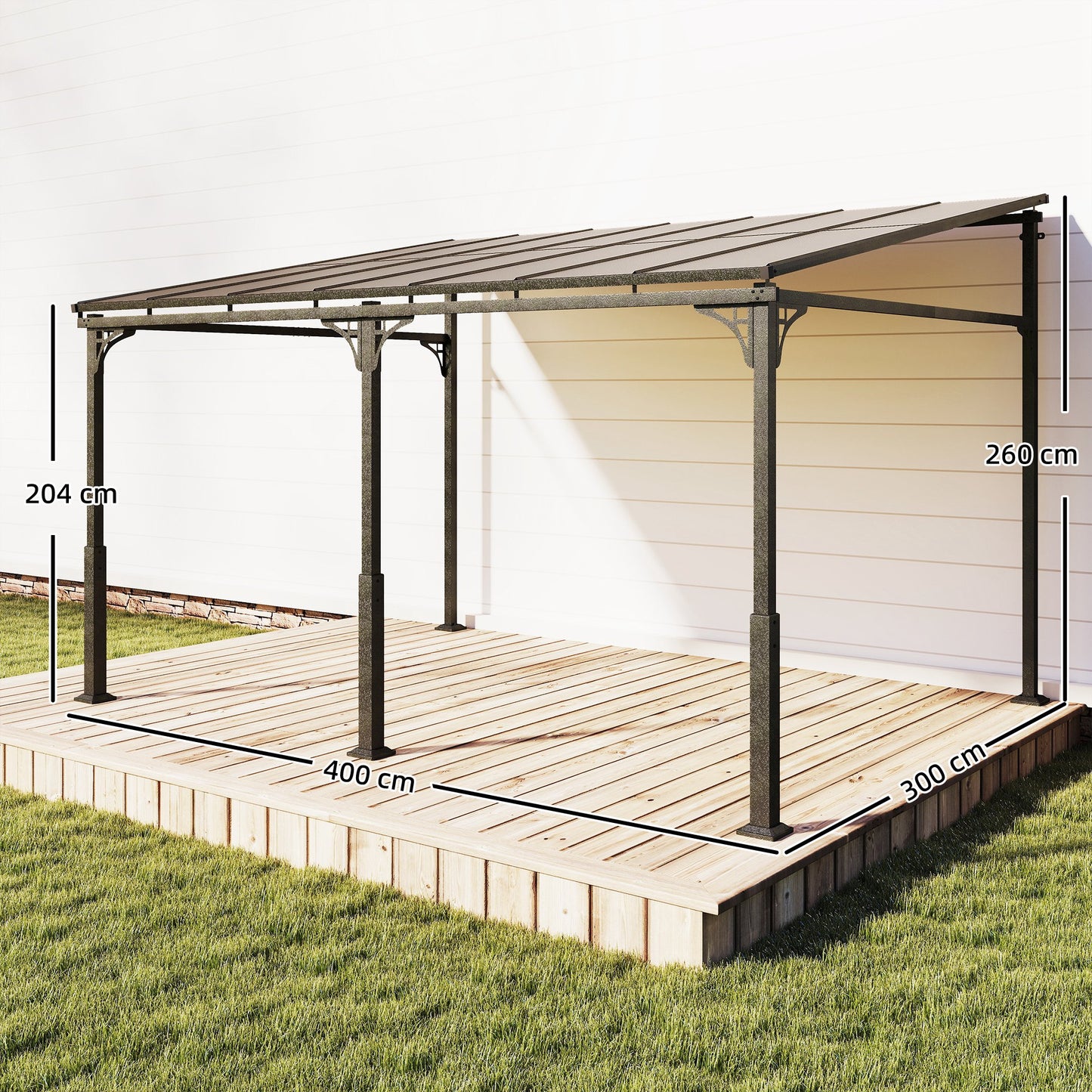 4 x 3 m Metal Lean-to Pergola (1)