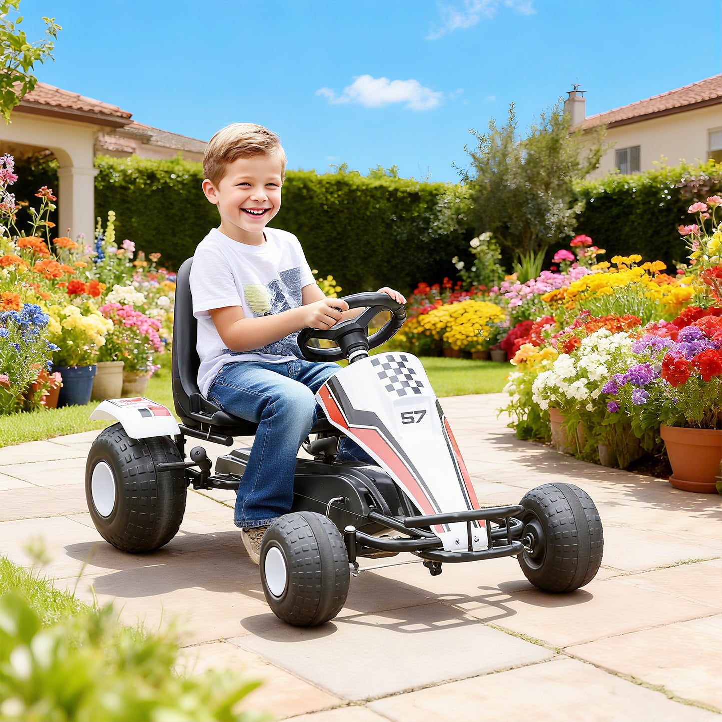 Kids Children Pedal Go Kart Manual Ride On Car w/ Brake Gears