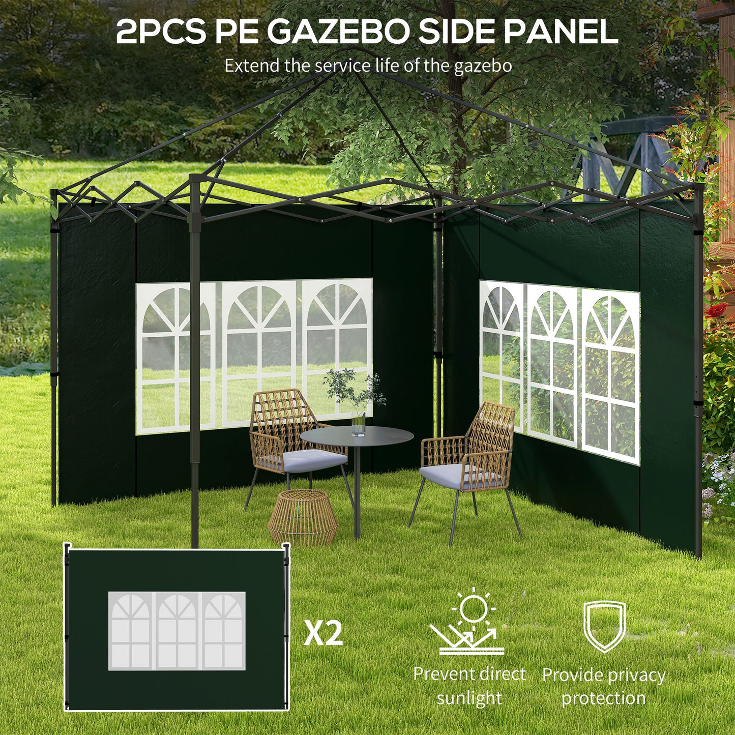 Set of Two 3 x 3m Gazebo Frame Replacement Walls