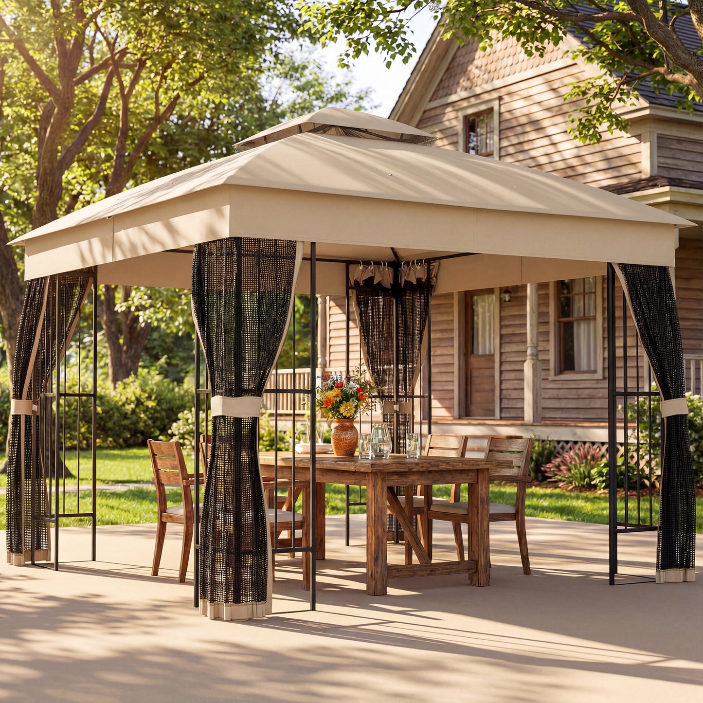 3 x 3 m Outdoor Garden Gazebo with Post Shelves