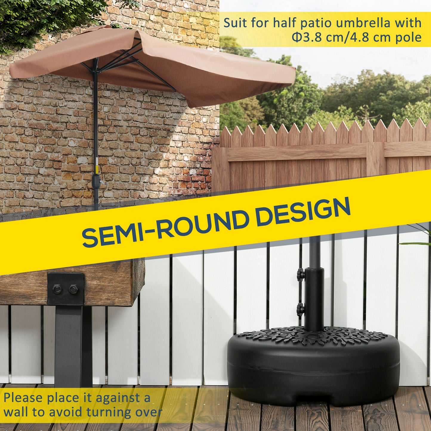 Water/Sand Fillable Half Parasol Umbrella Base