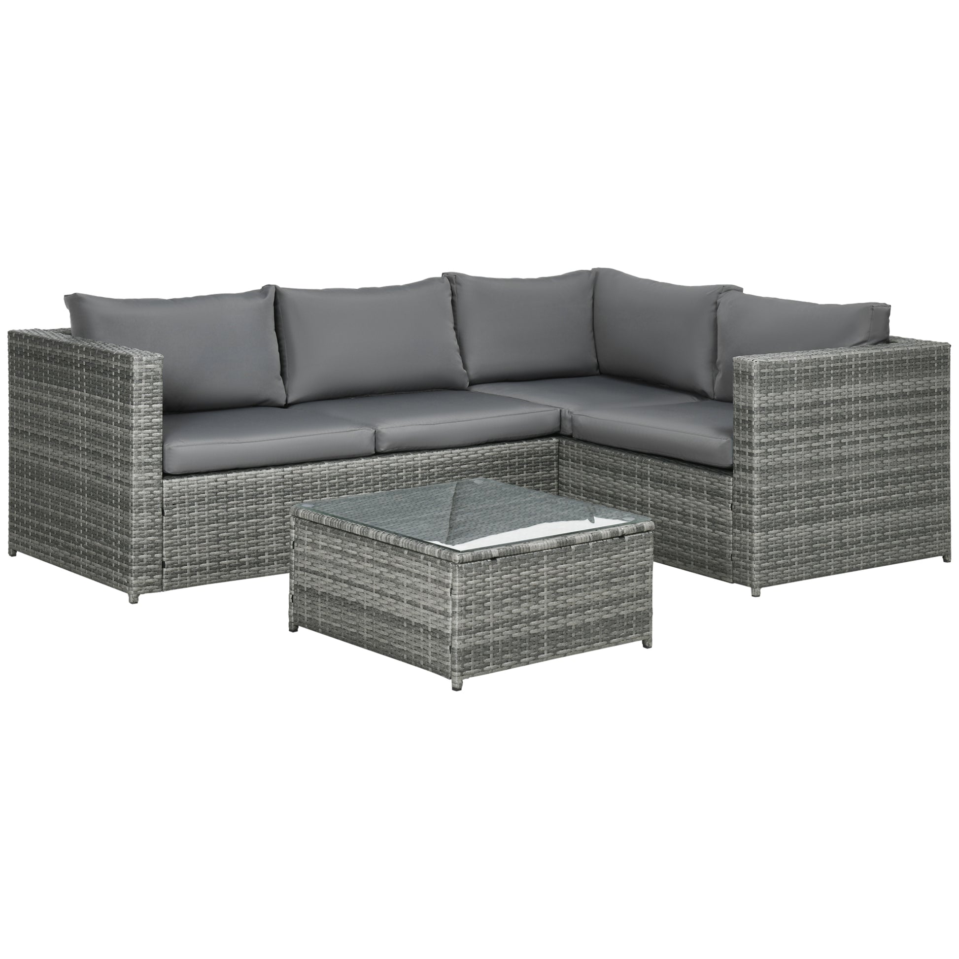 3 Pieces PE Rattan Garden Furniture Set with 10 cm Thick Cushions