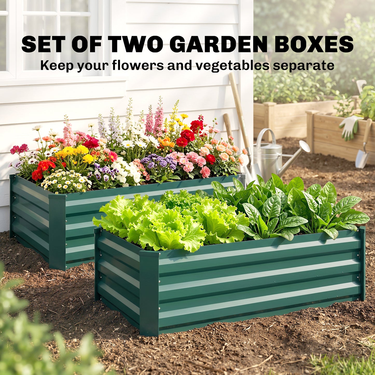 Set of Two 100 x 60cm Steel Planter Boxes (1)
