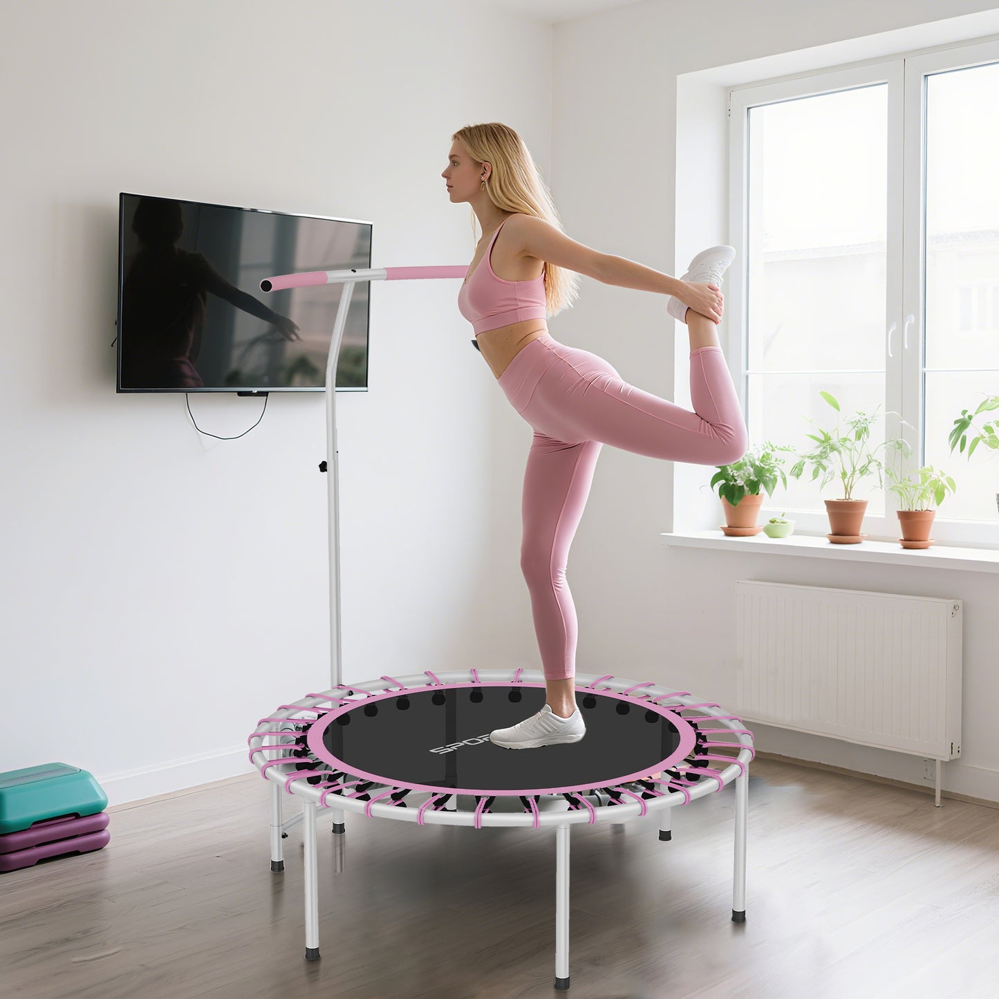 40" Fitness Trampoline, Mini Rebounder Trampoline for Adults