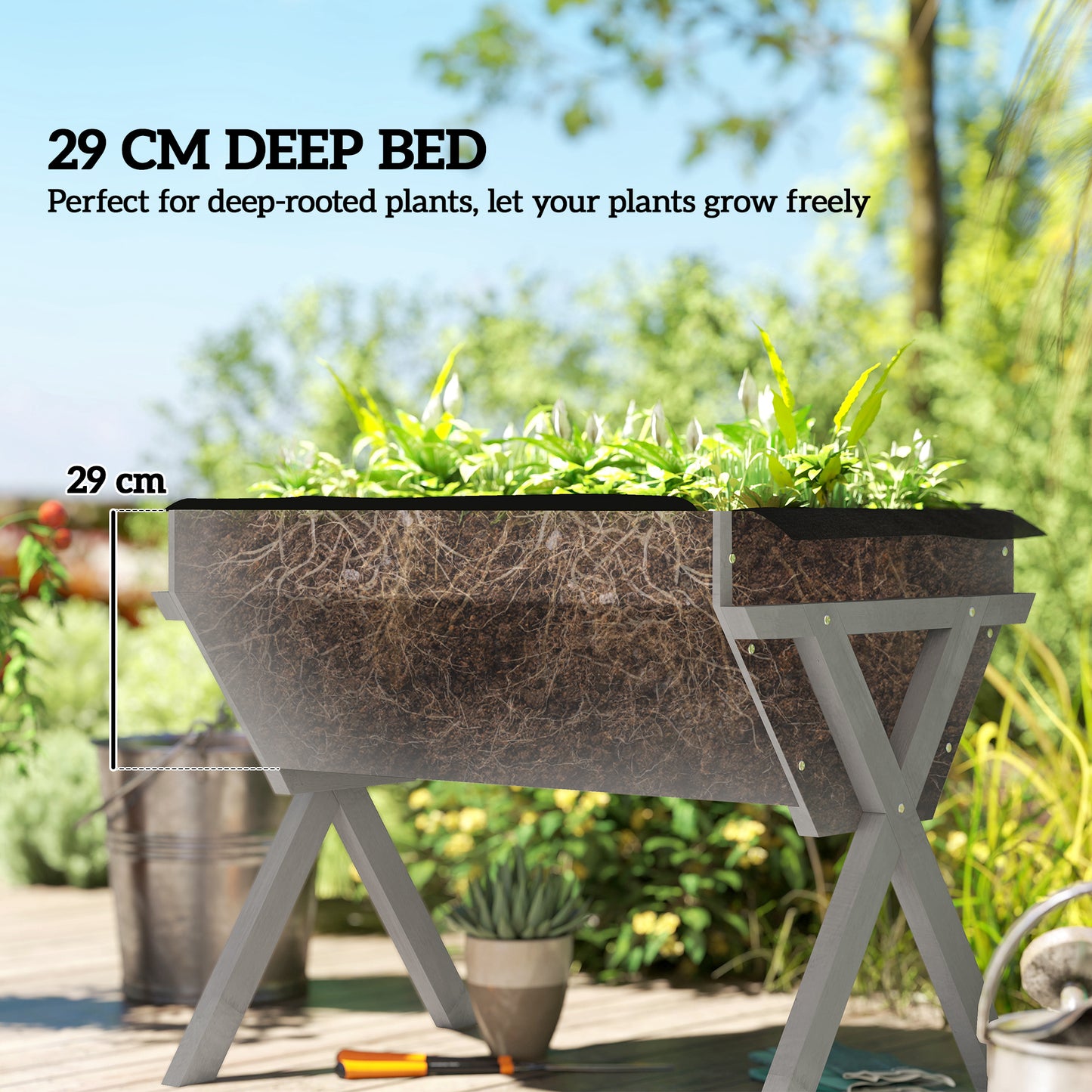 Wooden Raised Garden Bed with Bed Liner