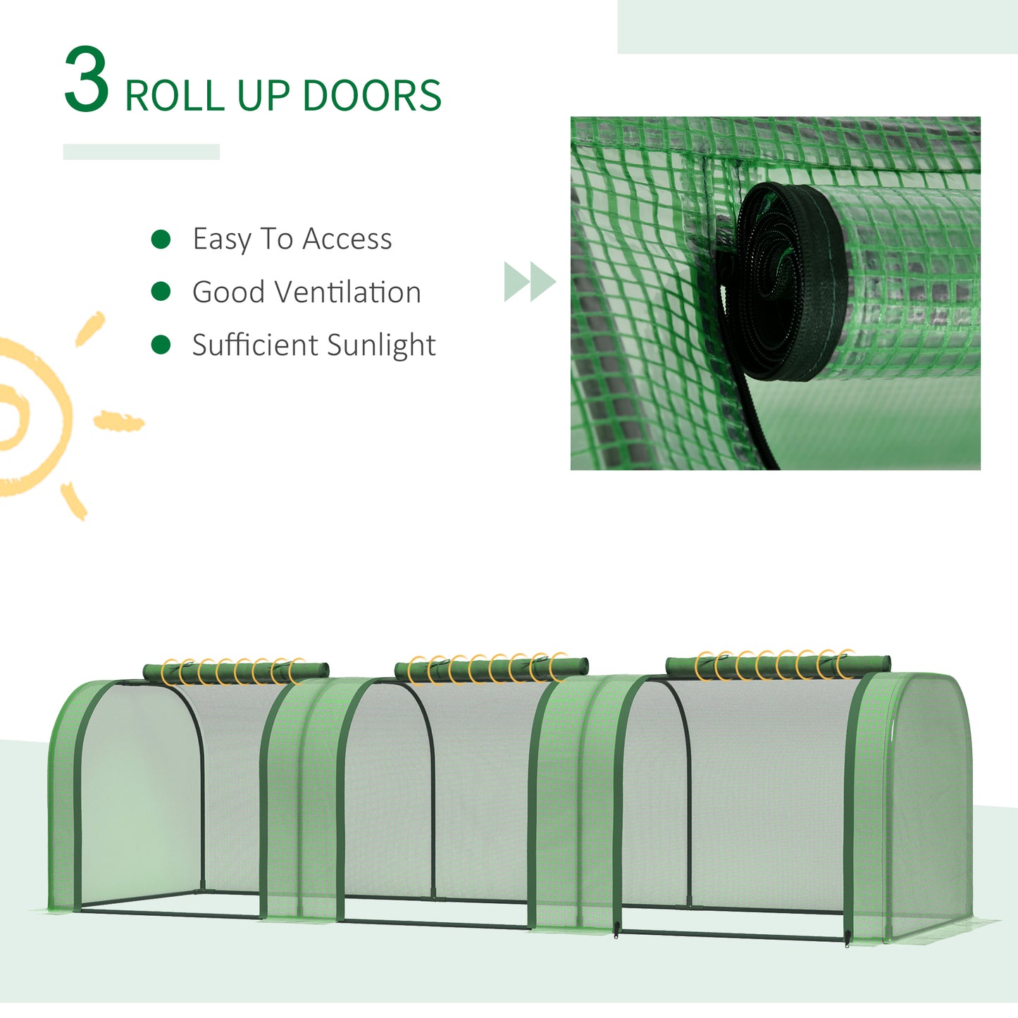 Mini Greenhouse, Small Polytunnel Green House with Zipped Doors (2)