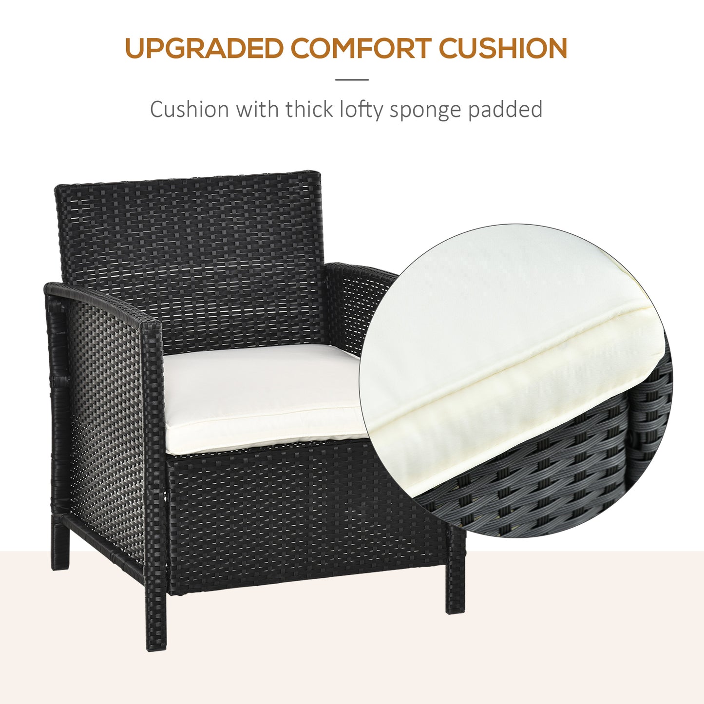 2-Seater PE Rattan Side Table & Armchair Bistro Set Jack
