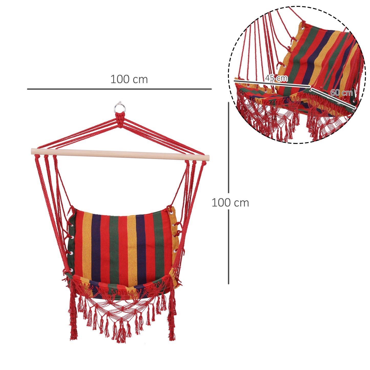 Hammock Chair Swing Colourful Striped Tree Hanging Seat Porch