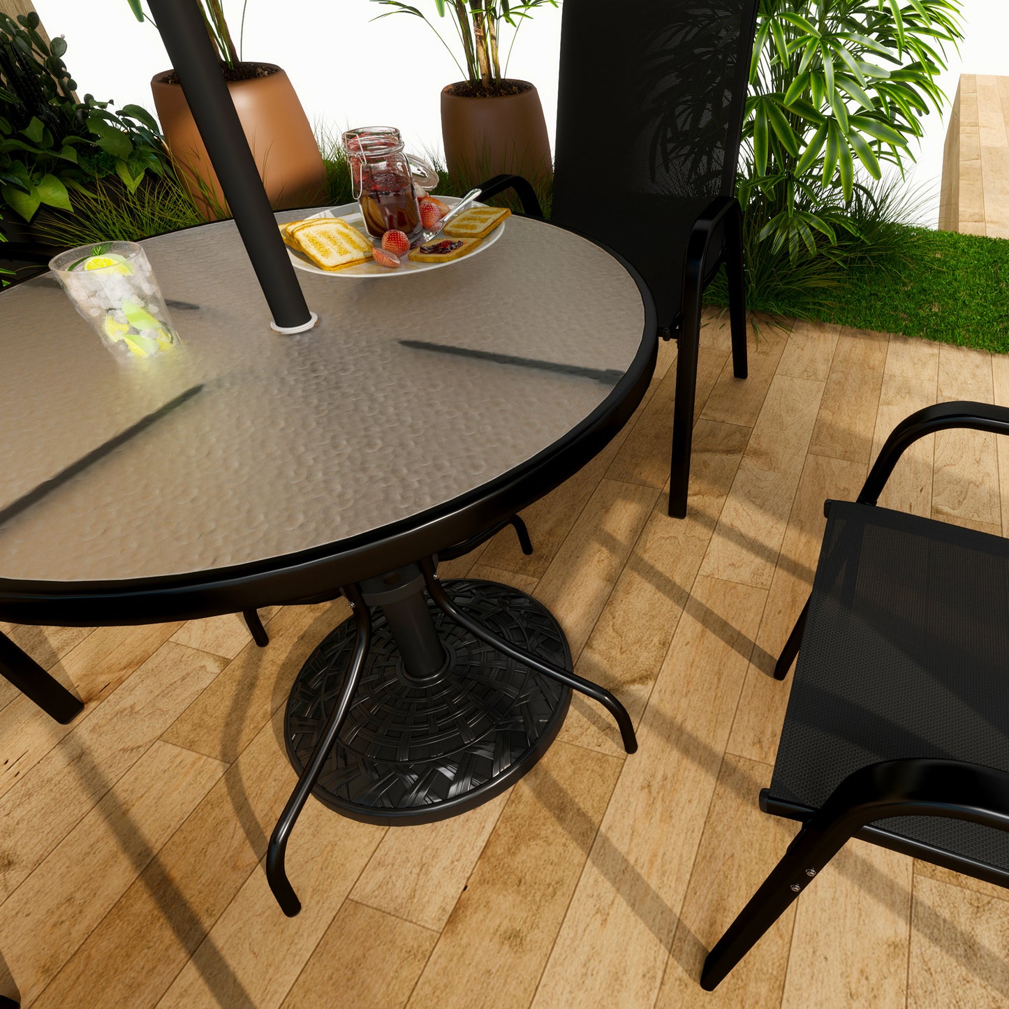 12kg Garden Parasol Base, Round Resin Garden Umbrella Base