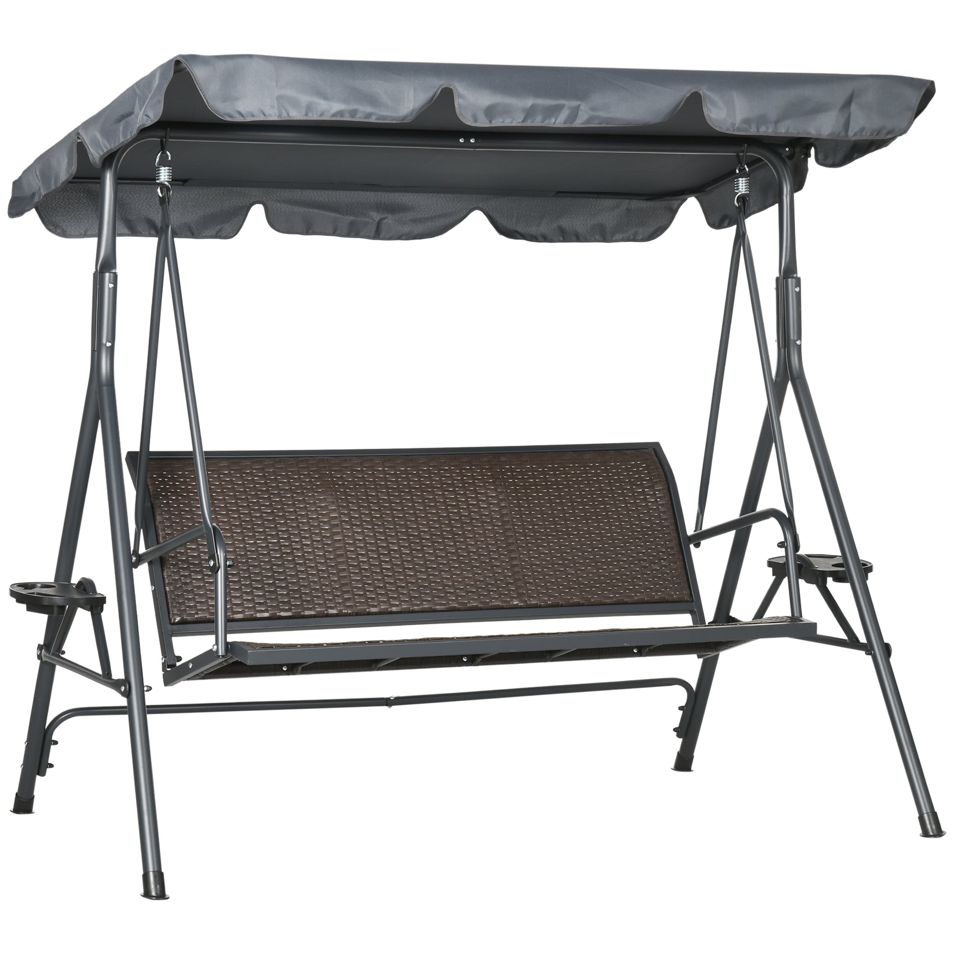 3 Seater Swing Chair, Garden Swing Seat Bench with Adjustable Canopy