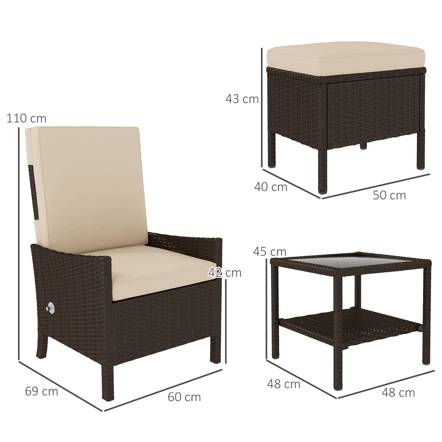 5 Piece Rattan Garden Furniture Set