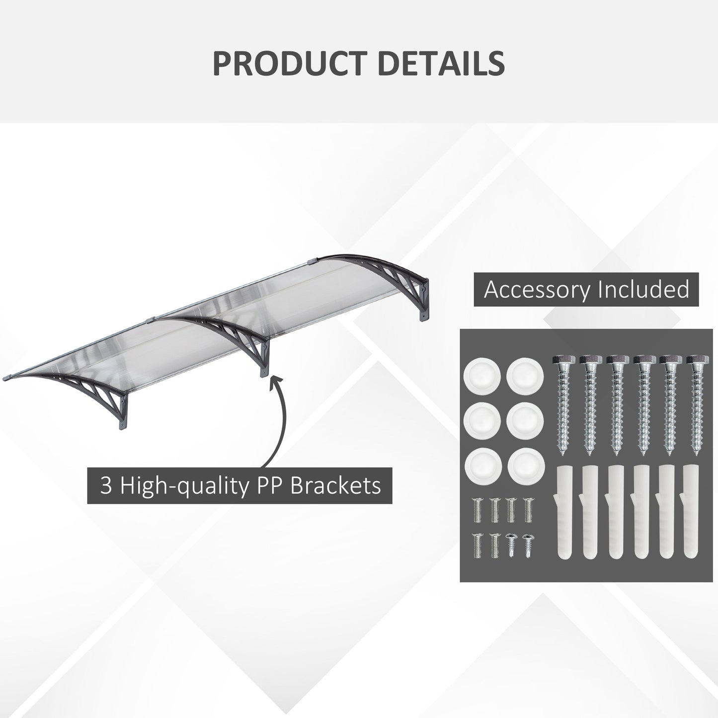 Front Door Canopy Outdoor Awning Aluminium Rigid Plastic (1)