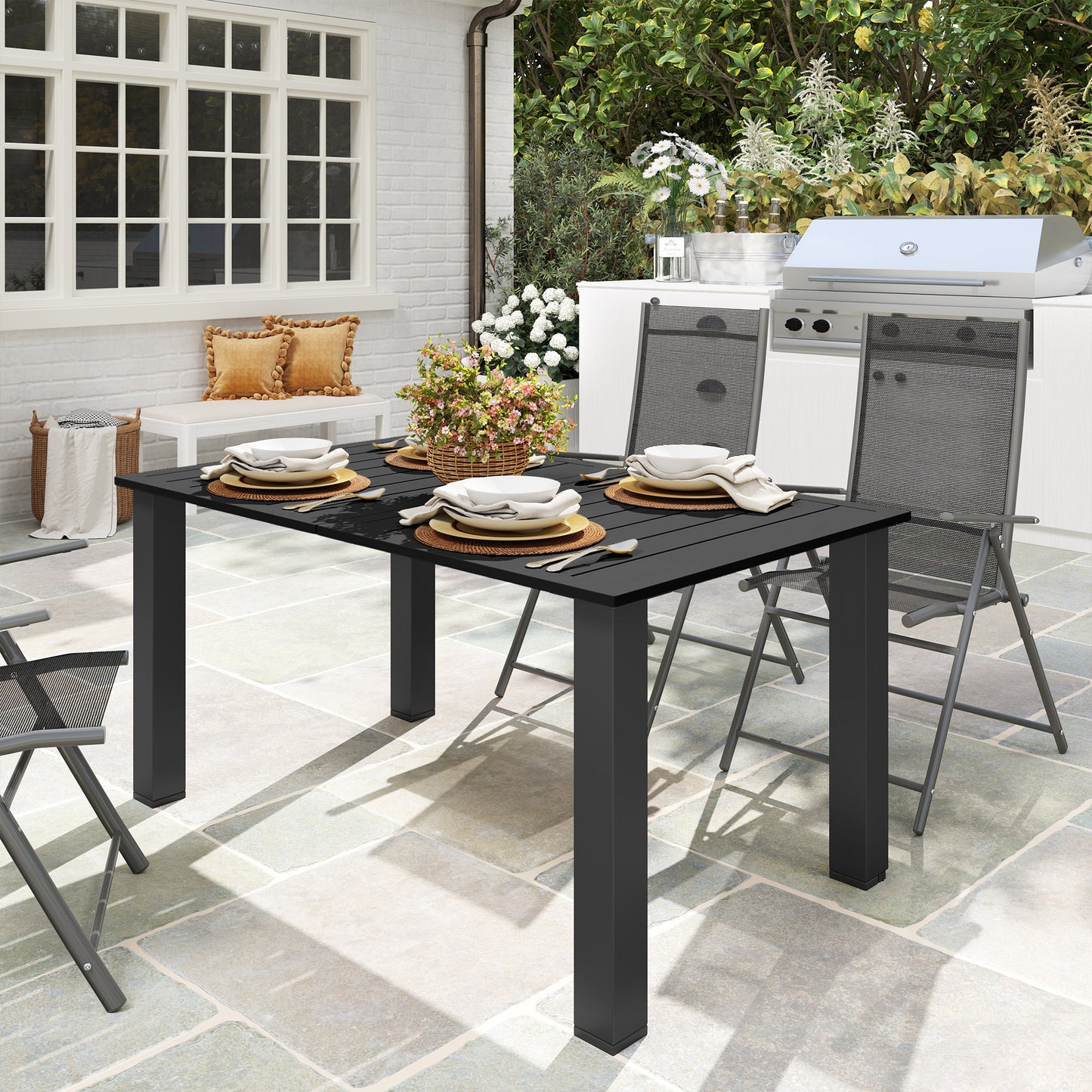 Garden Dining Table for 6 with Parasol Hole