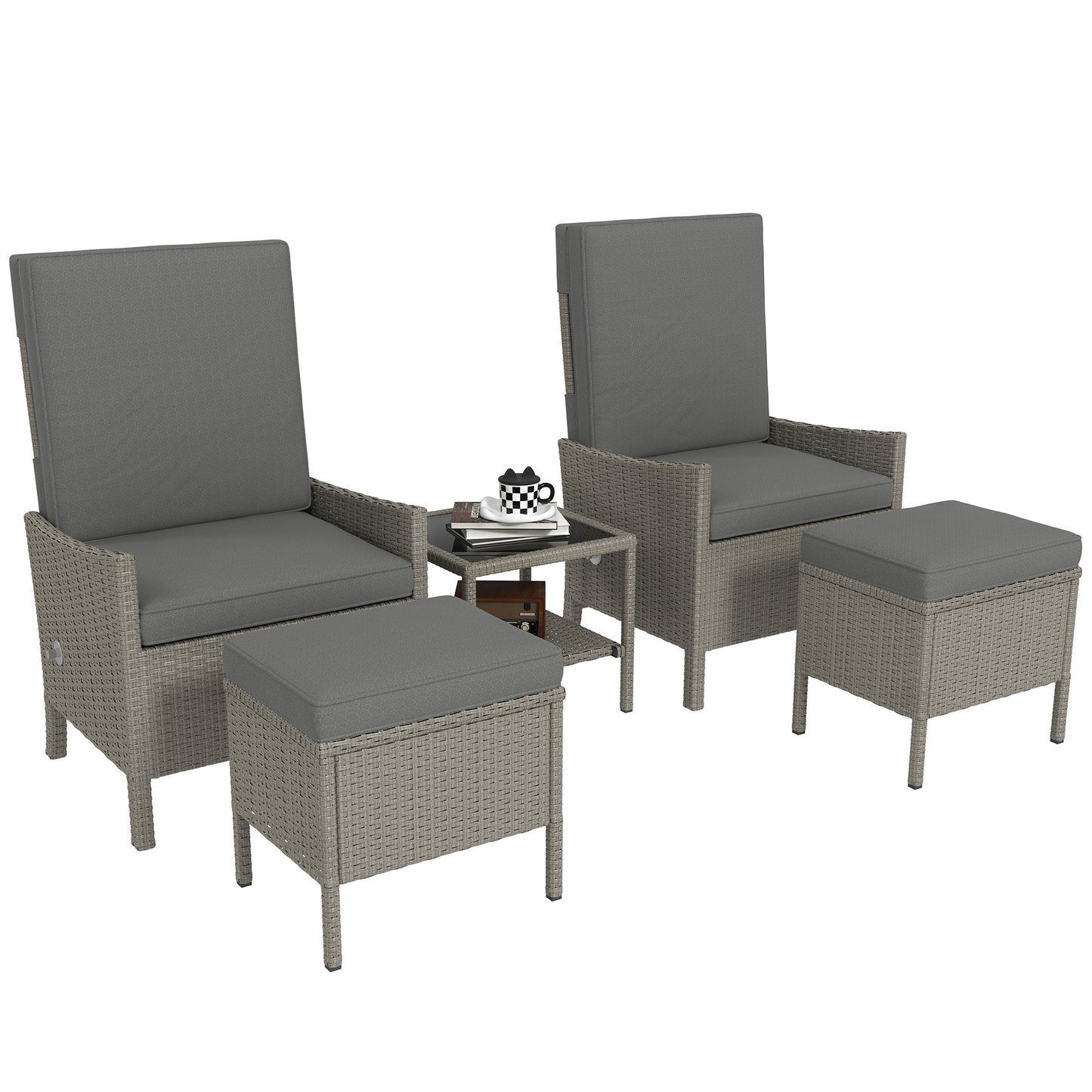 5 Piece Rattan Garden Furniture Set