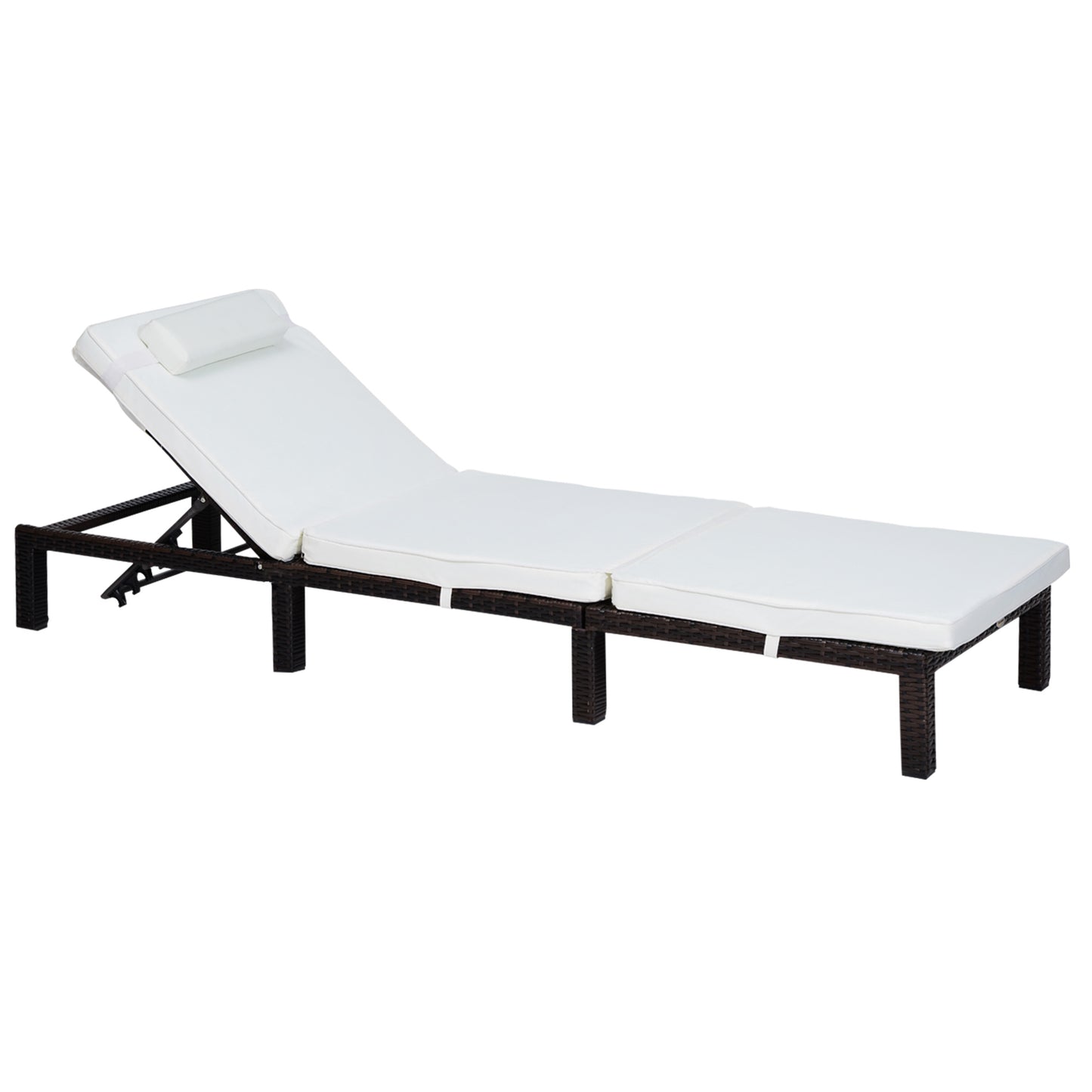 Rattan Sun Lounger, 5-Level Adjustable Garden Lounger Recliner