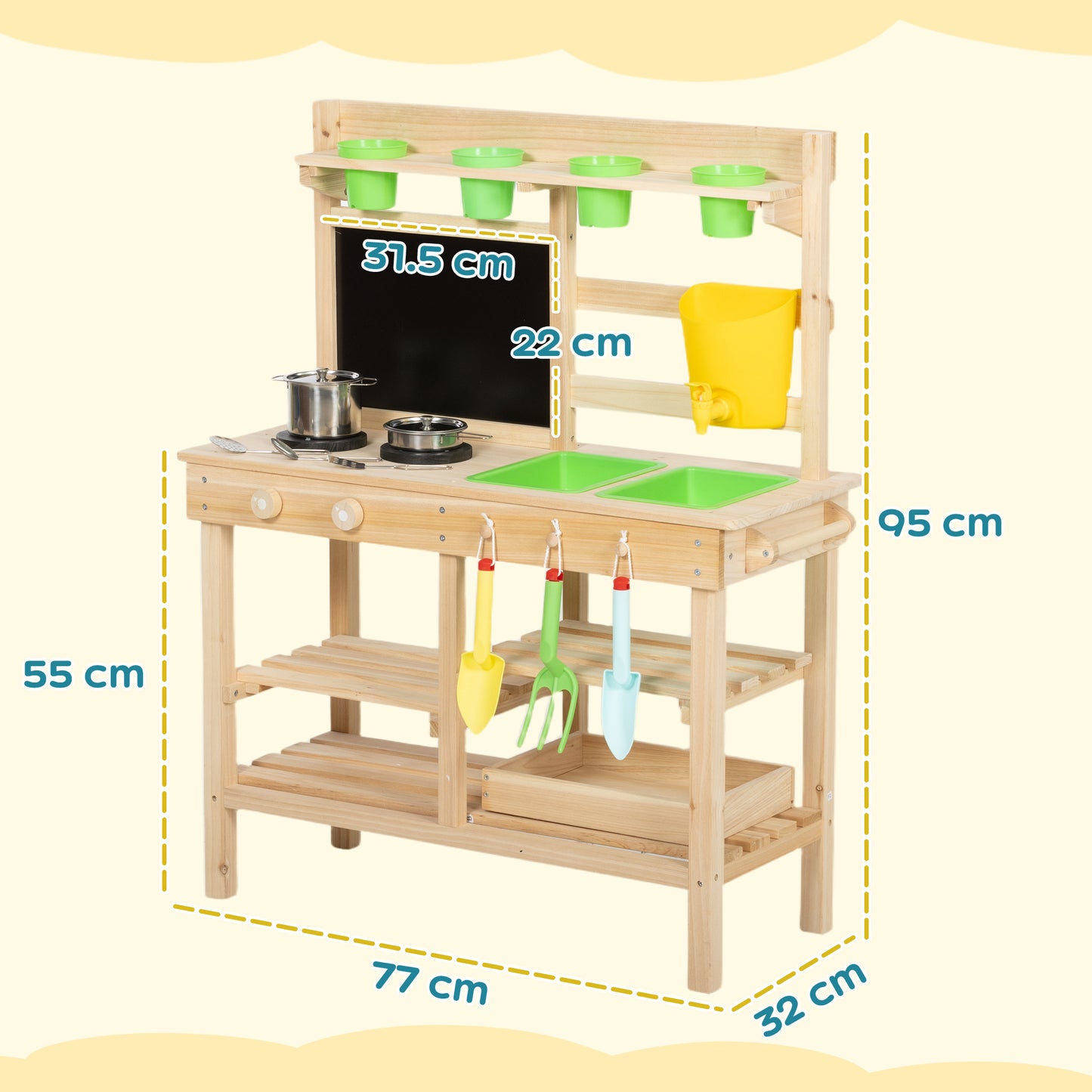 Kids Mud Kitchen, Outdoor Wooden Play Kitchen