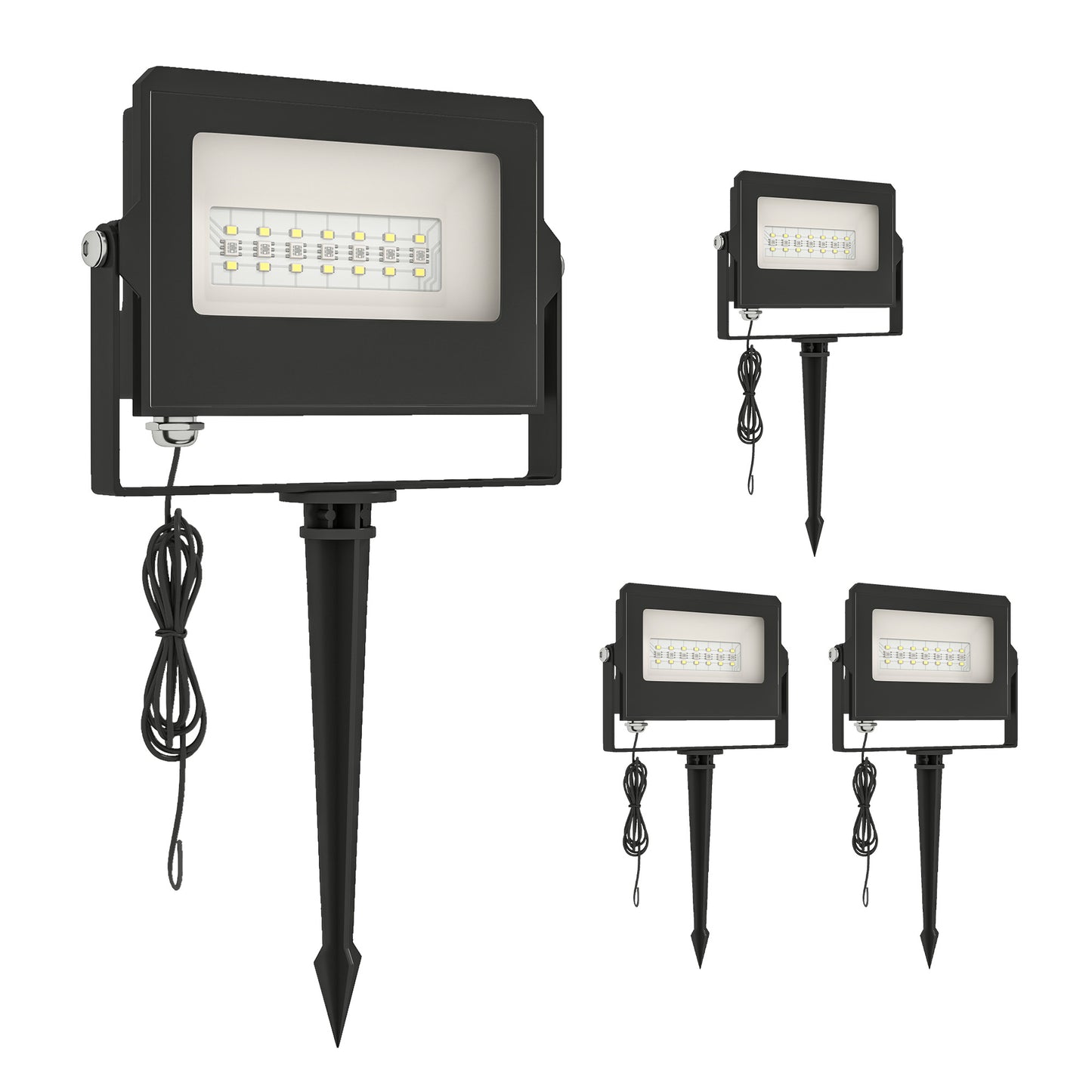 32W LED Floodlights, Linkable 4-Pack Landscape Lighting