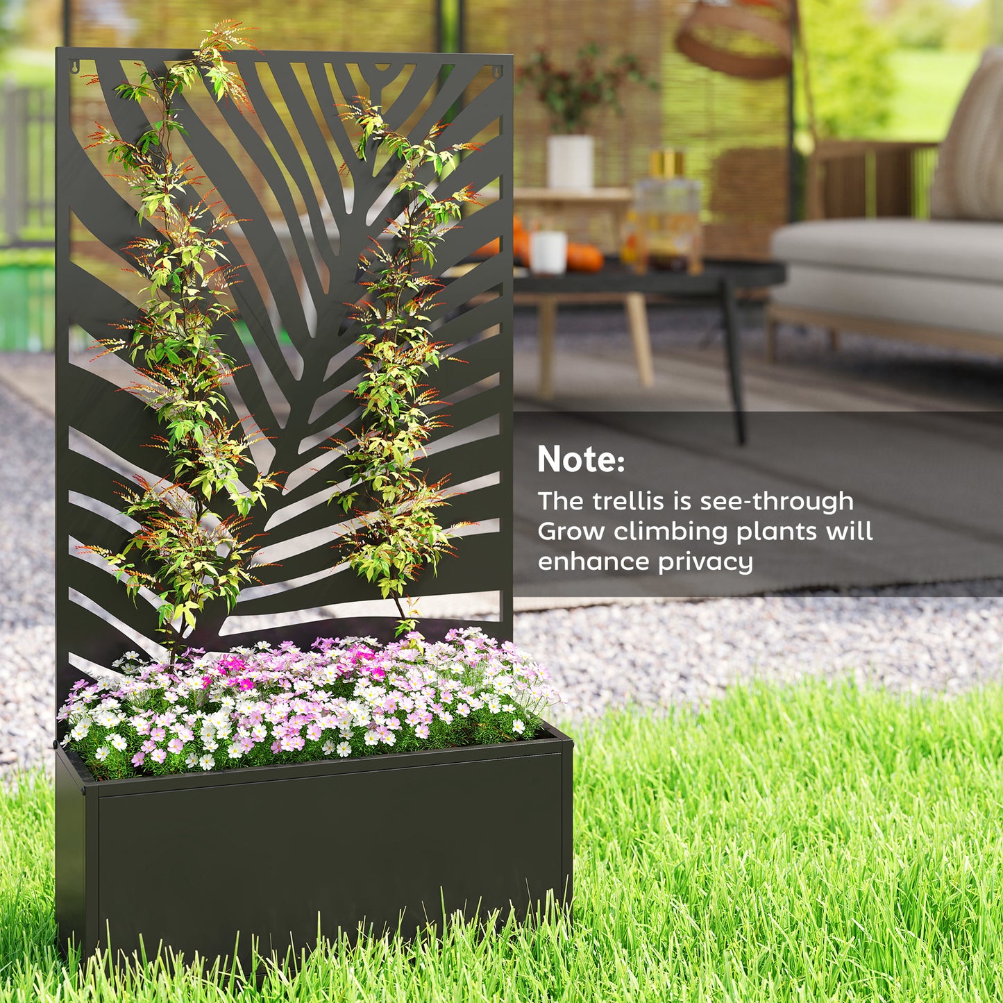 Metal Garden Bed for Garden with Trellis