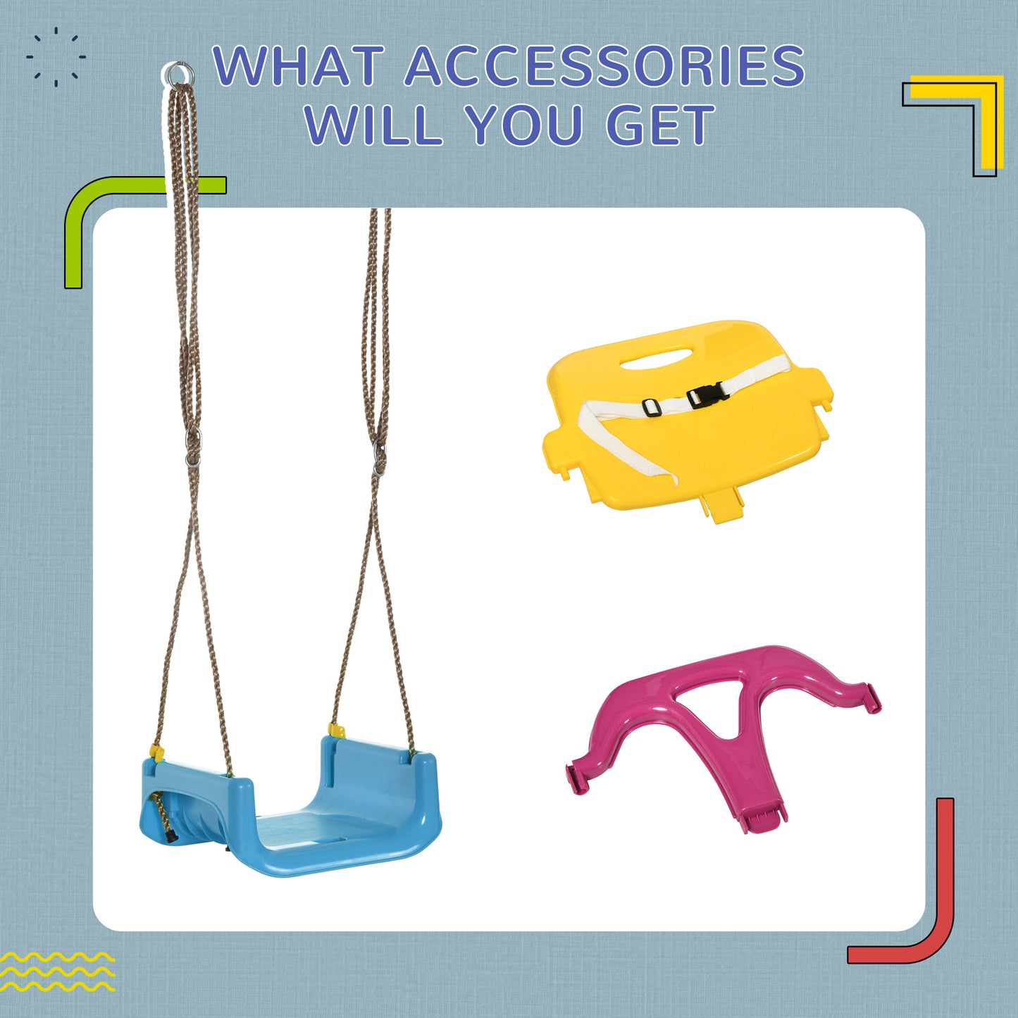 3 in 1 Detachable Kids Swing Seat with Seatbelt