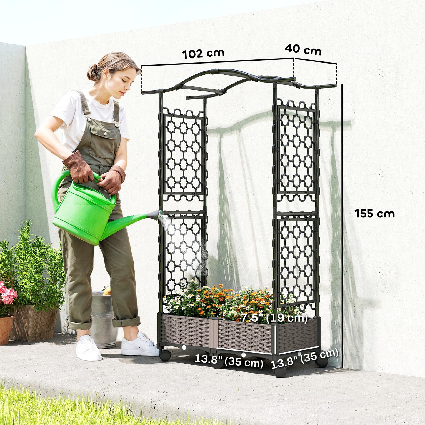 Raised Garden Bed with Arch Trellis (1)