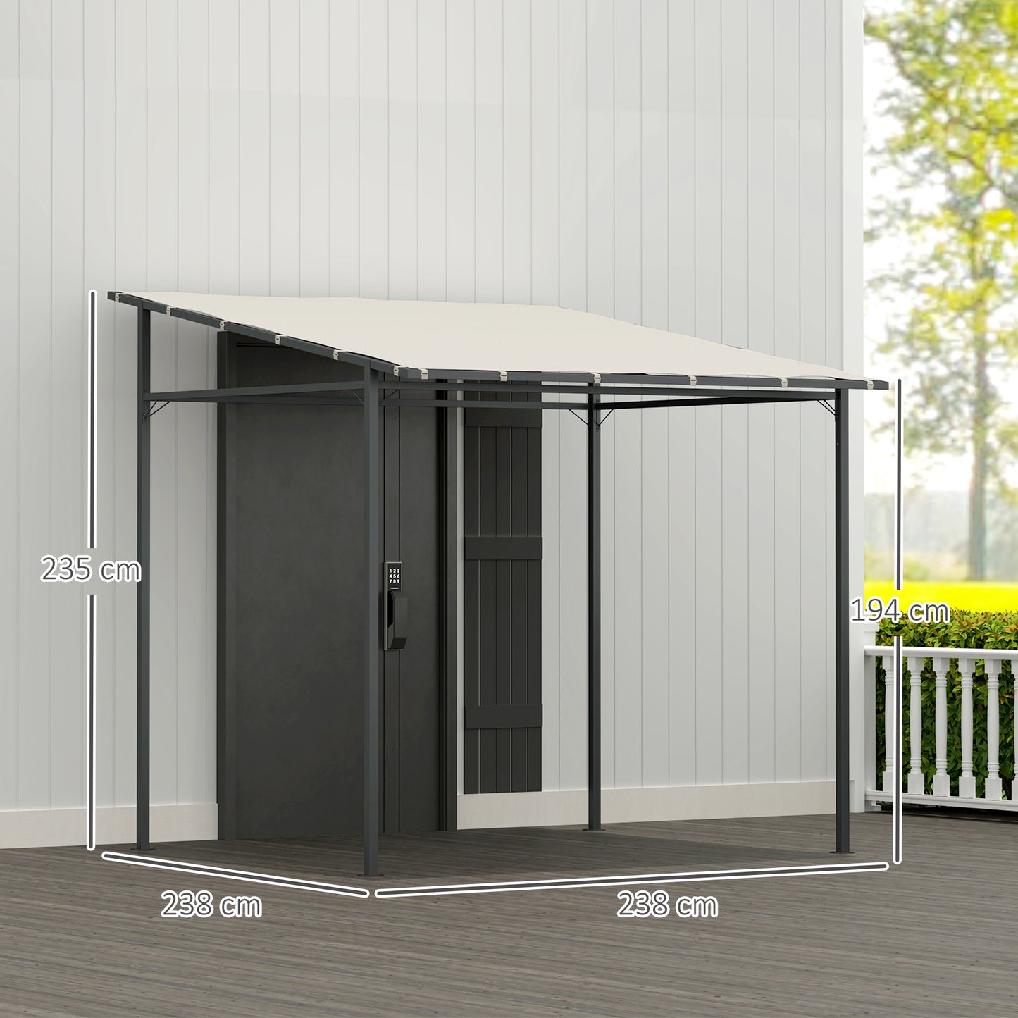 2.4 x 2.4 m Wall Mounted Pergola Gazebo with PA Coating Fabric