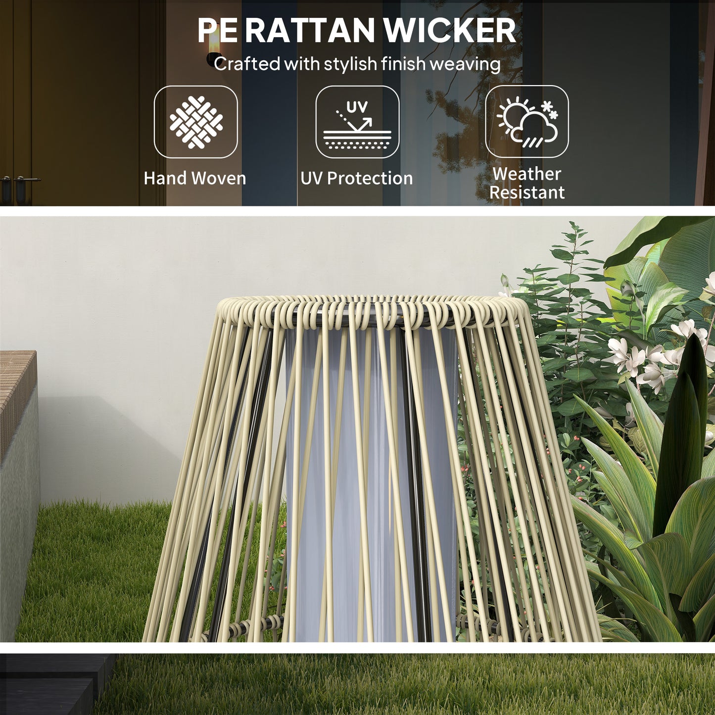 Garden Rattan Lamp, 72 cm Tall Solar Rattan Floor Lamp