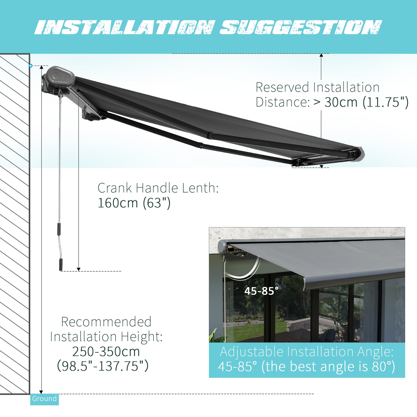 Cassette Electric Manual Awning Door Window Retractable Canopy w/