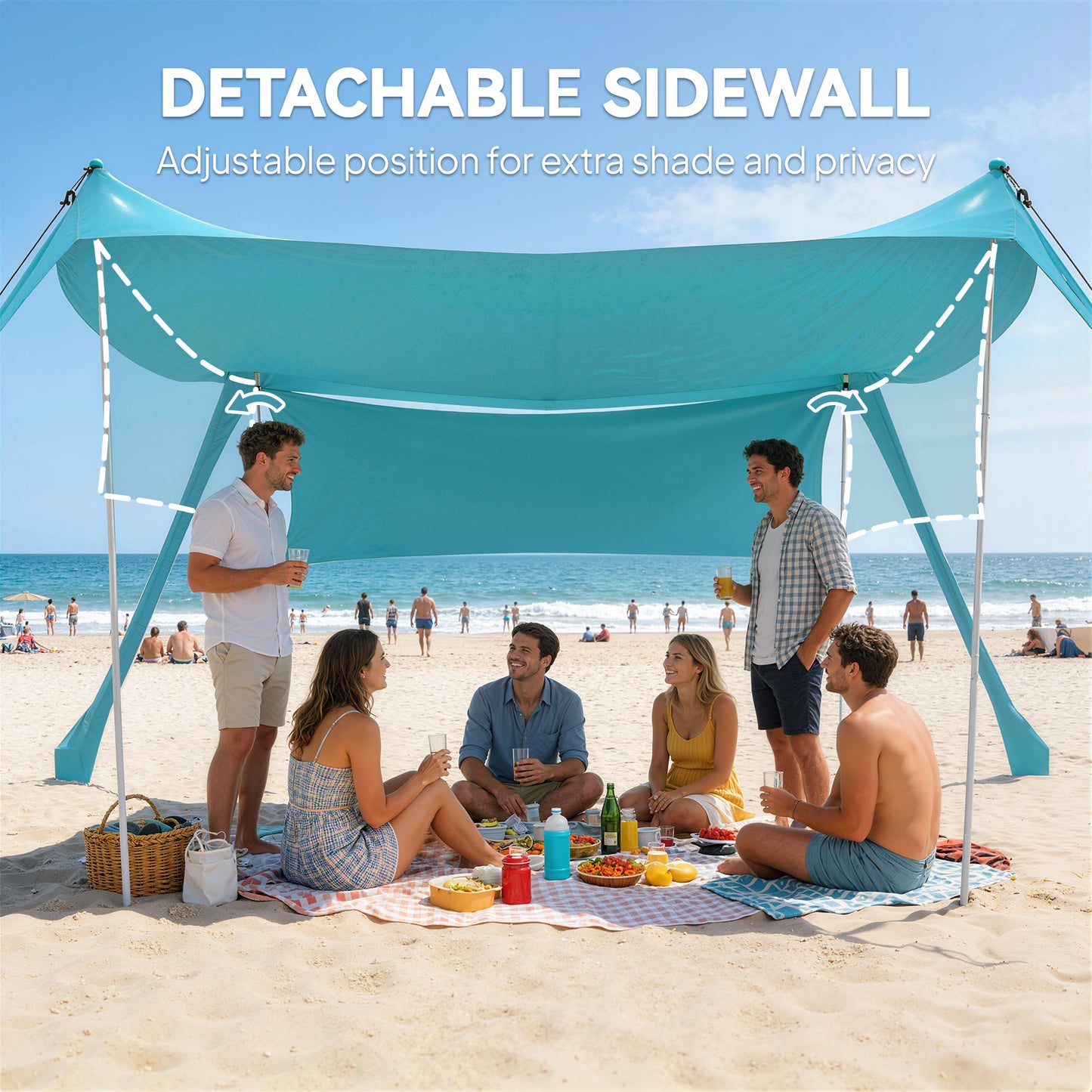 Beach Tent Event Shelter with Detachable Sidewall and Carry Bag