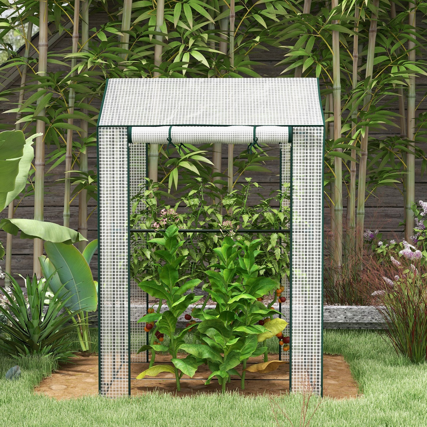 Green House, Mini Greenhouse with 2 Roll-up Doors