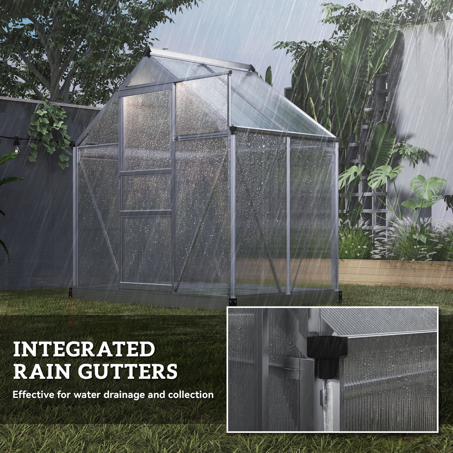 Polycarbonate Greenhouse, Large Walk-In Green House with Slide Door