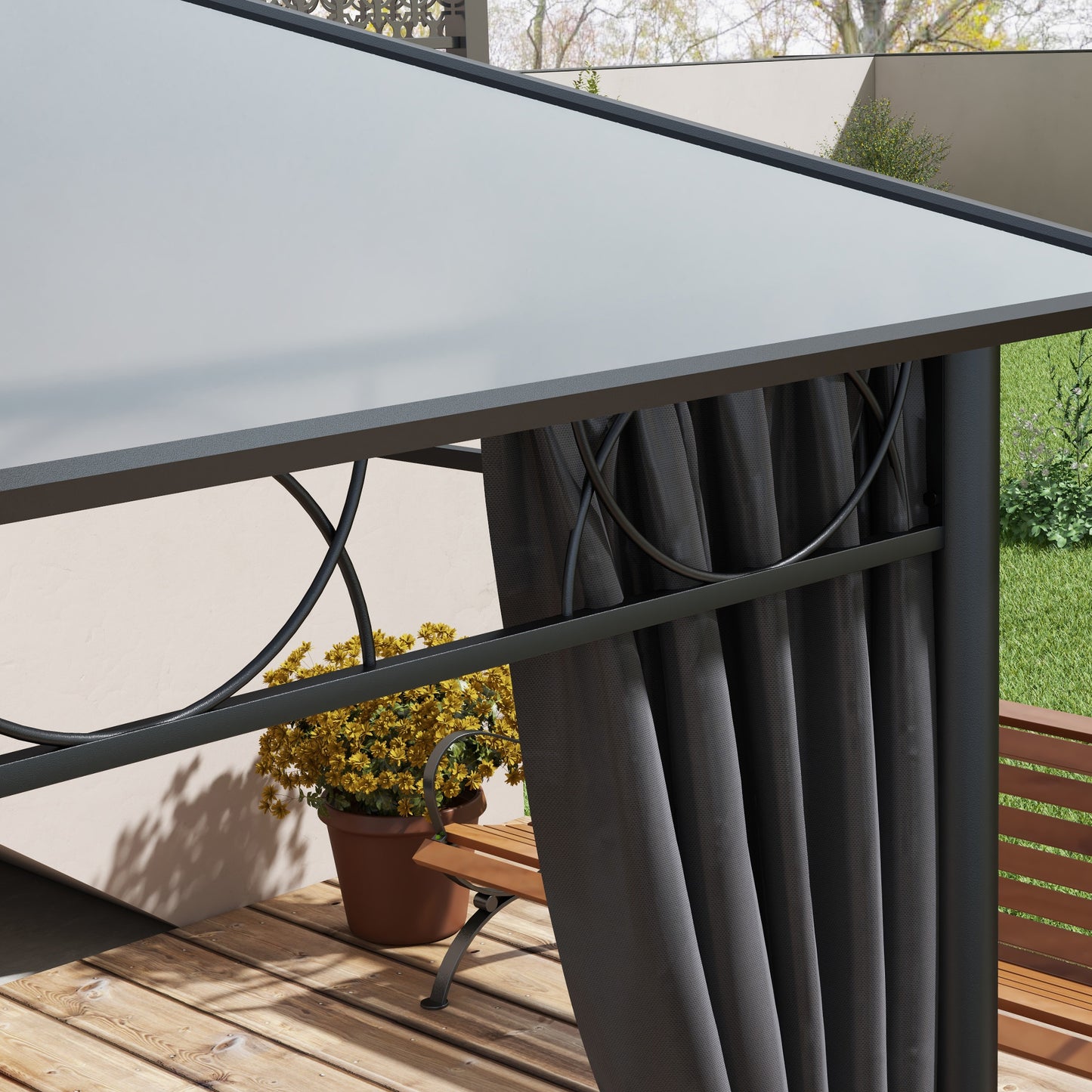 Hardtop Gazebo Garden Pavilion with UV Resistant Polycarbonate Roof
