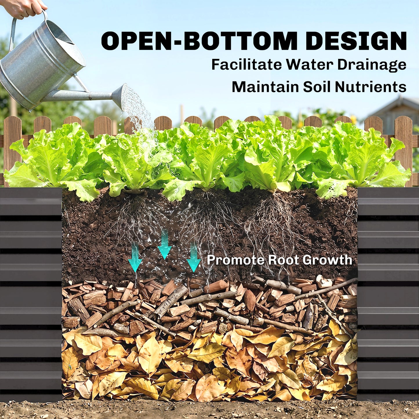 Raised Beds for Garden, Galvanised Steel Outdoor Planters (4)