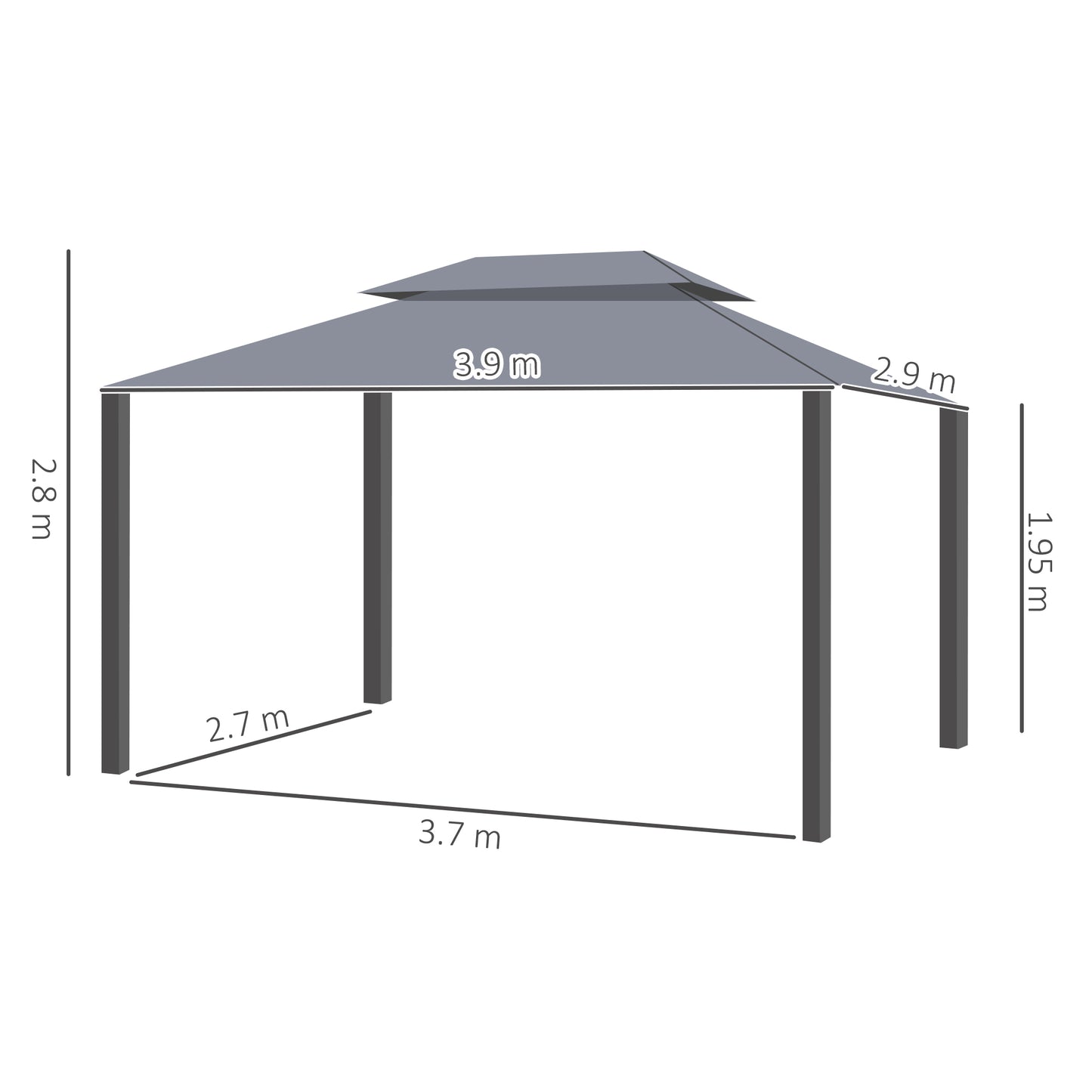 3 x 4m Aluminium Garden Gazebo