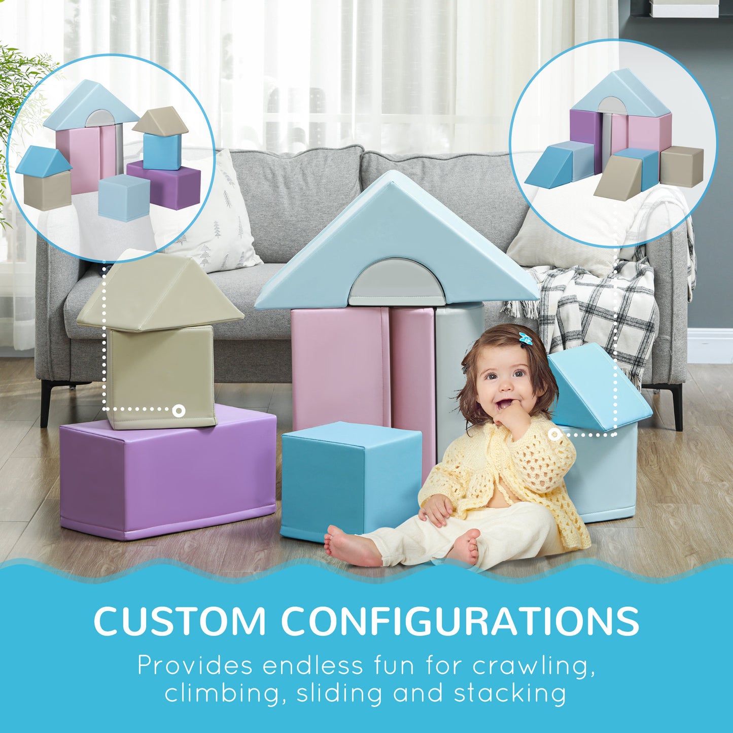 11-Piece Kids Soft Play Set, Foam Block, Toys for Climbing, Crawling