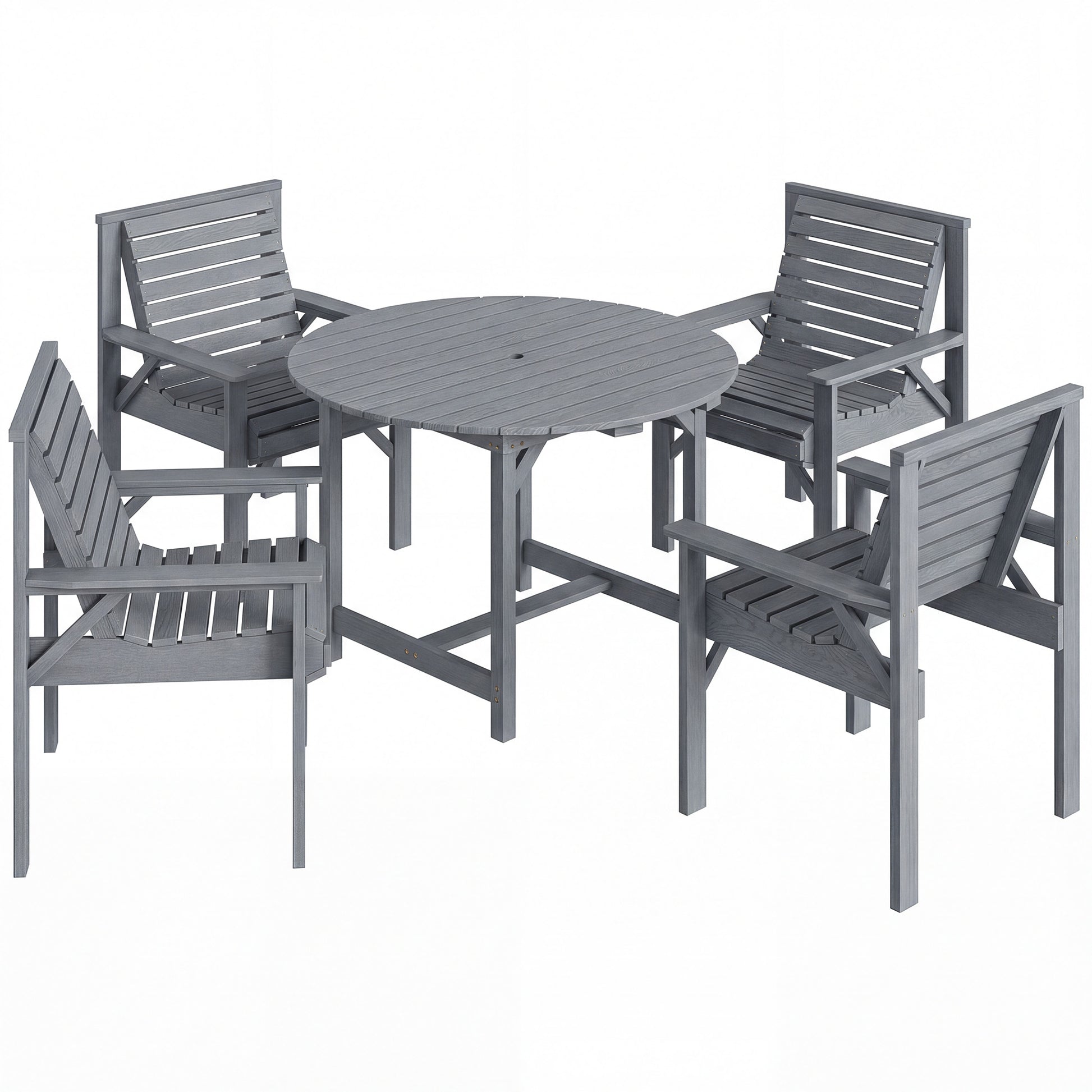 5 Pieces Garden Dining Set with Parasol Hole