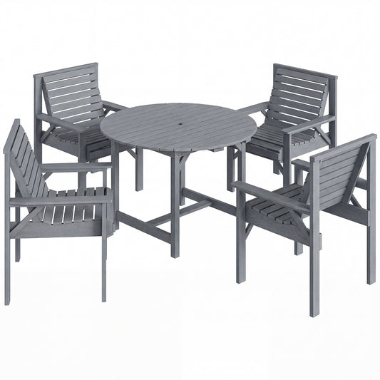 5 Pieces Garden Dining Set with Parasol Hole