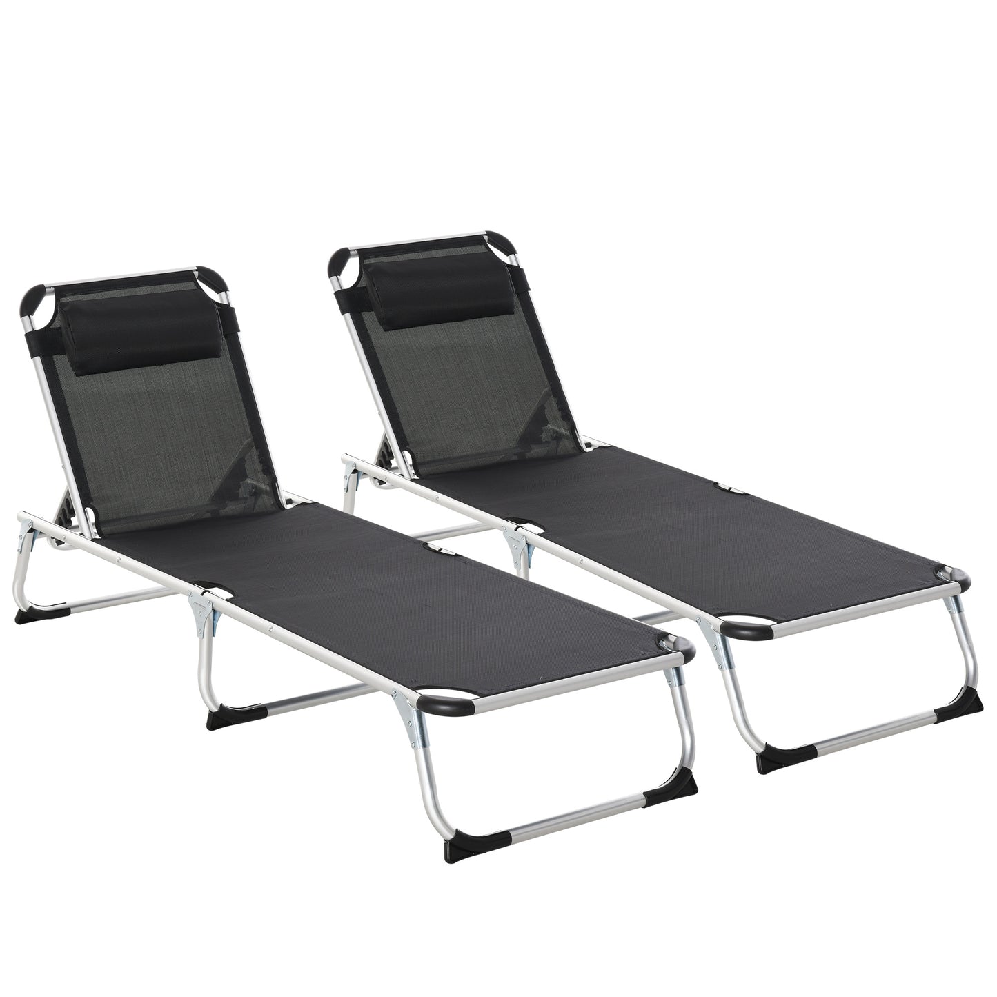 Foldable Outdoor Sun Loungers Set of 2