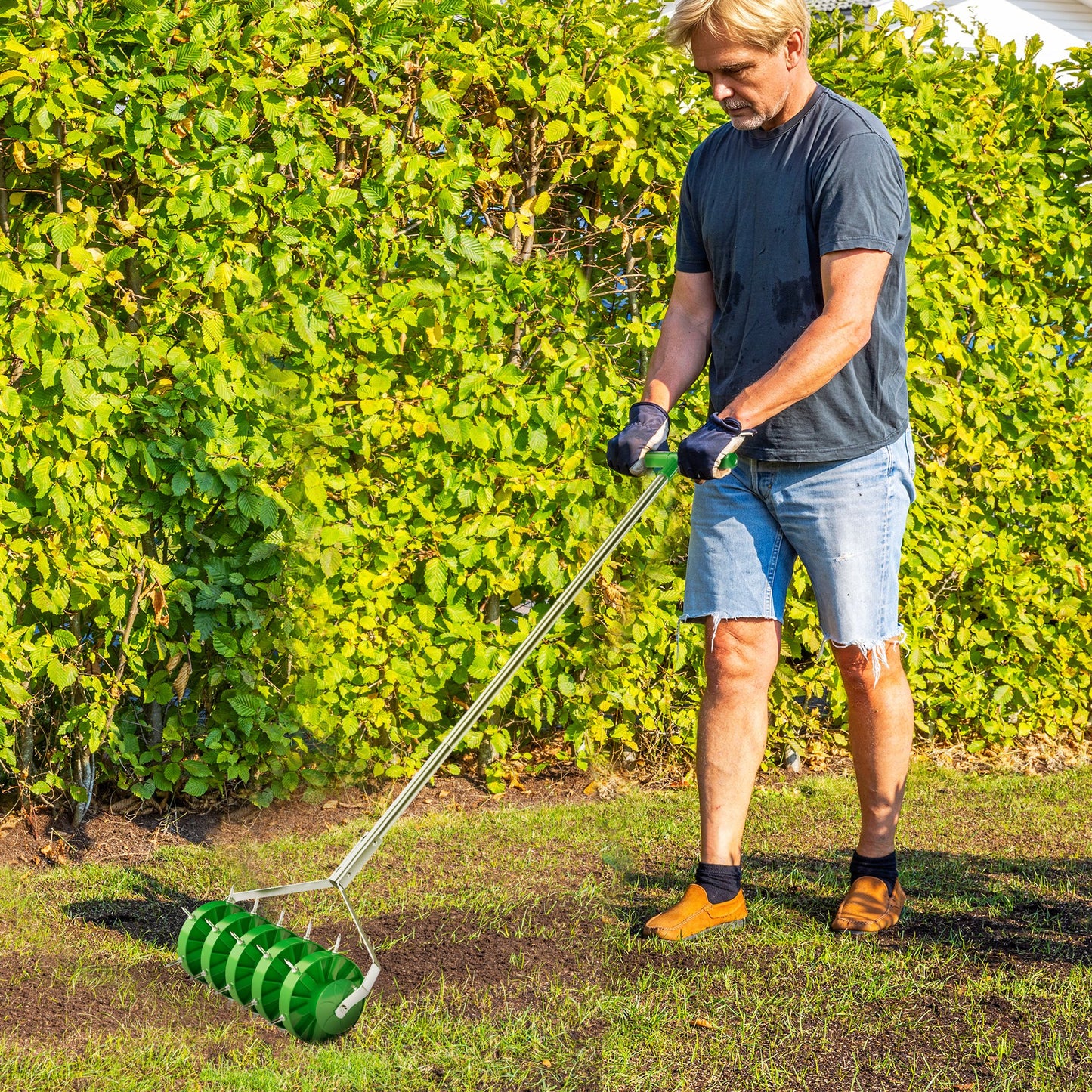 Rolling Lawn Aerator, Manual Grass Spike Roller