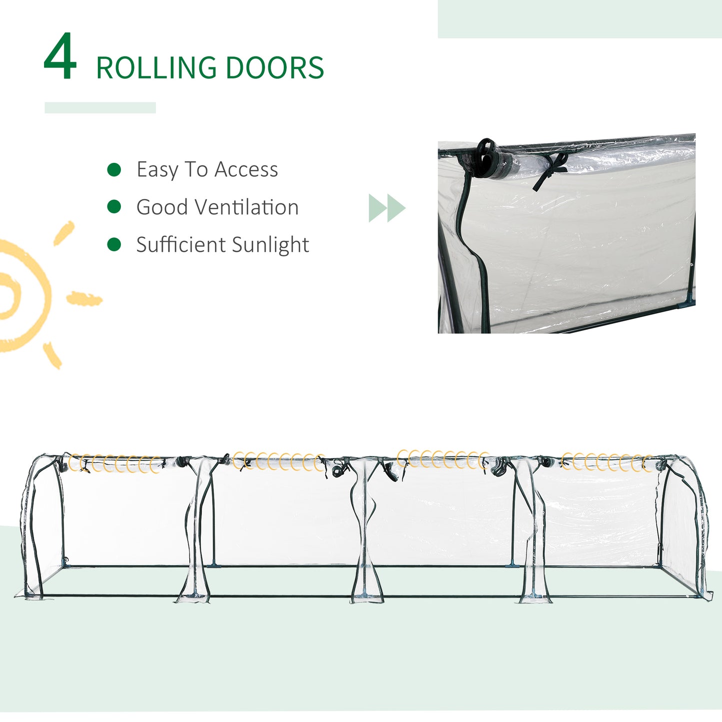 395  x 100 cm Low Tunnel Greenhouse