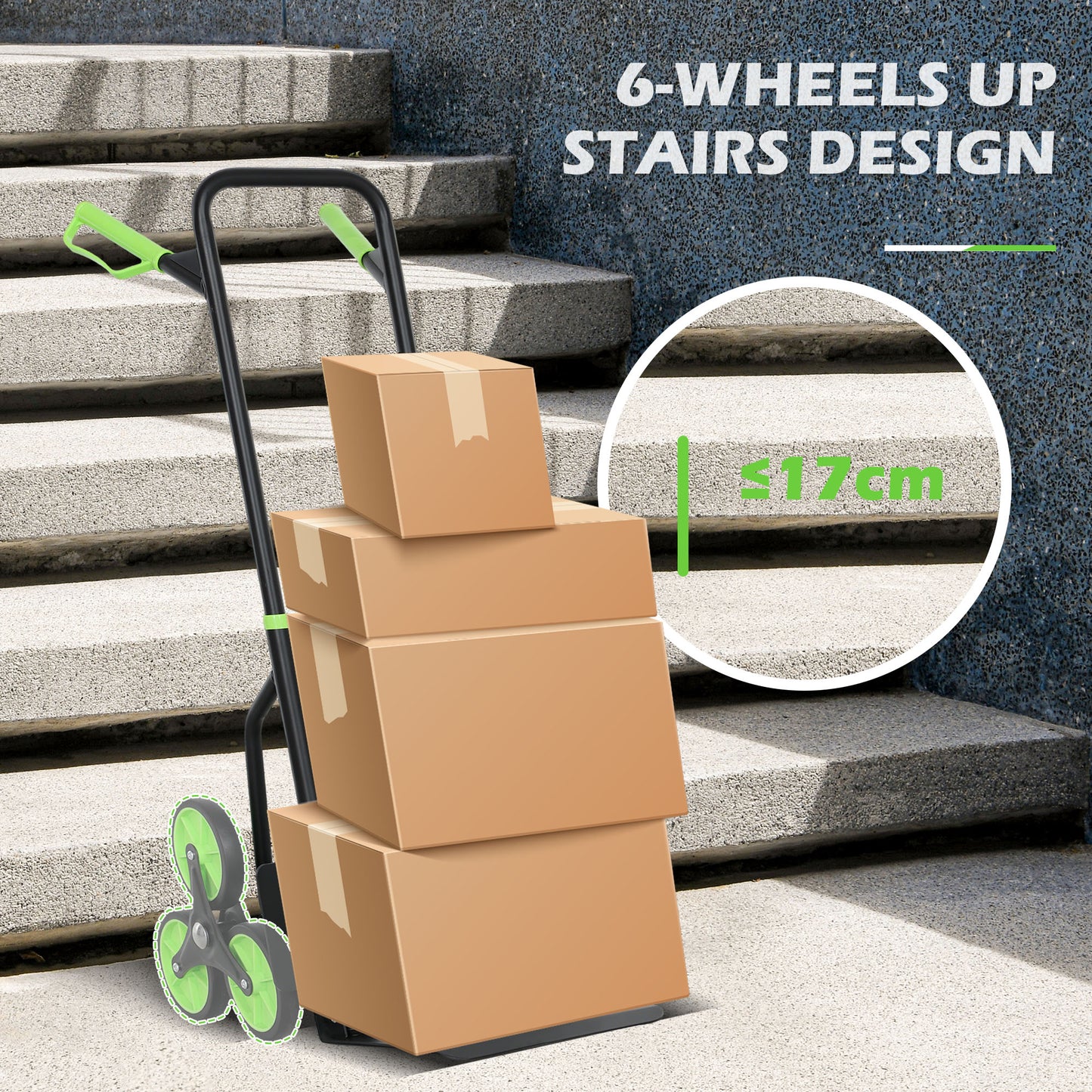 Six-Wheel Folding  Sack Barrow Trolley - Black/Green
