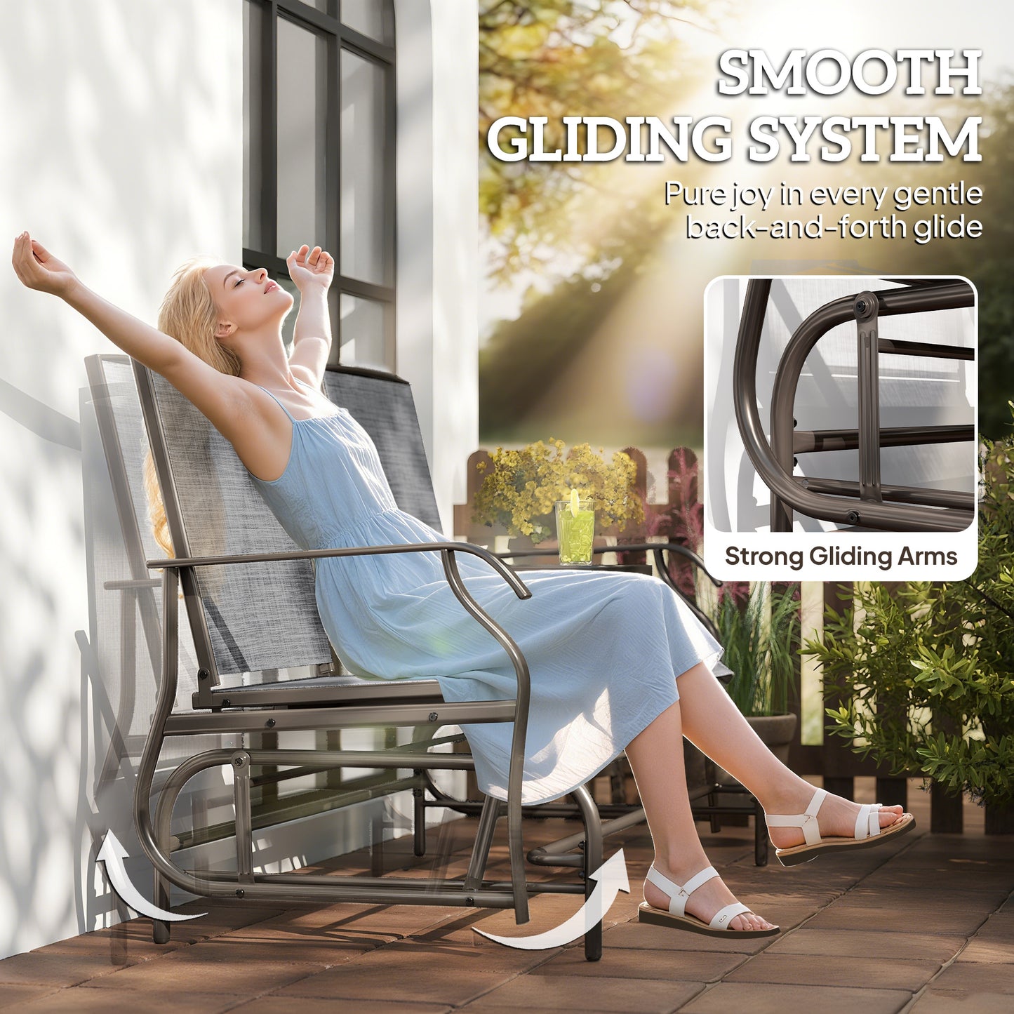 2 Seats Garden Glider Bench