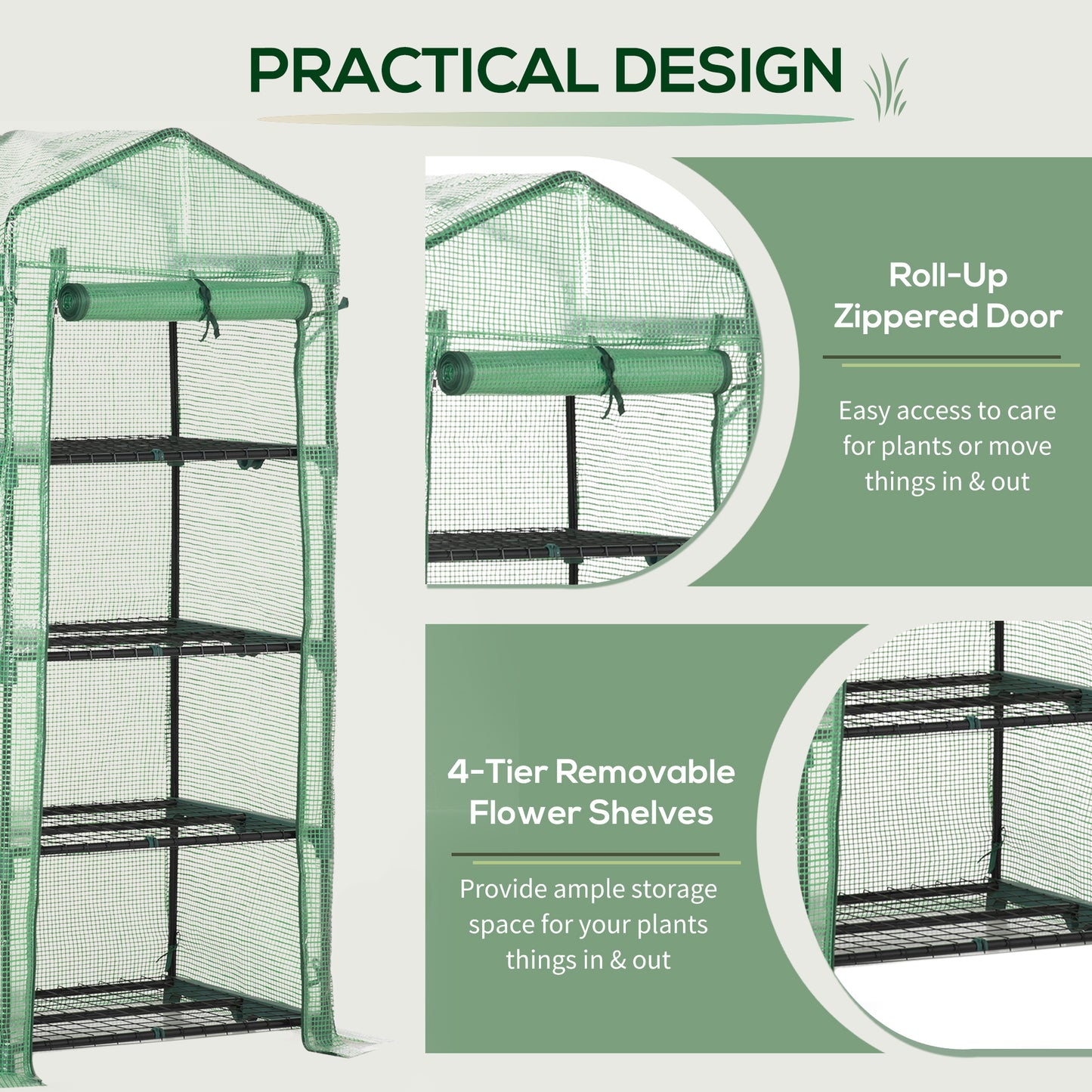 4 Tier Mini Greenhouse, Portable Compact Green House