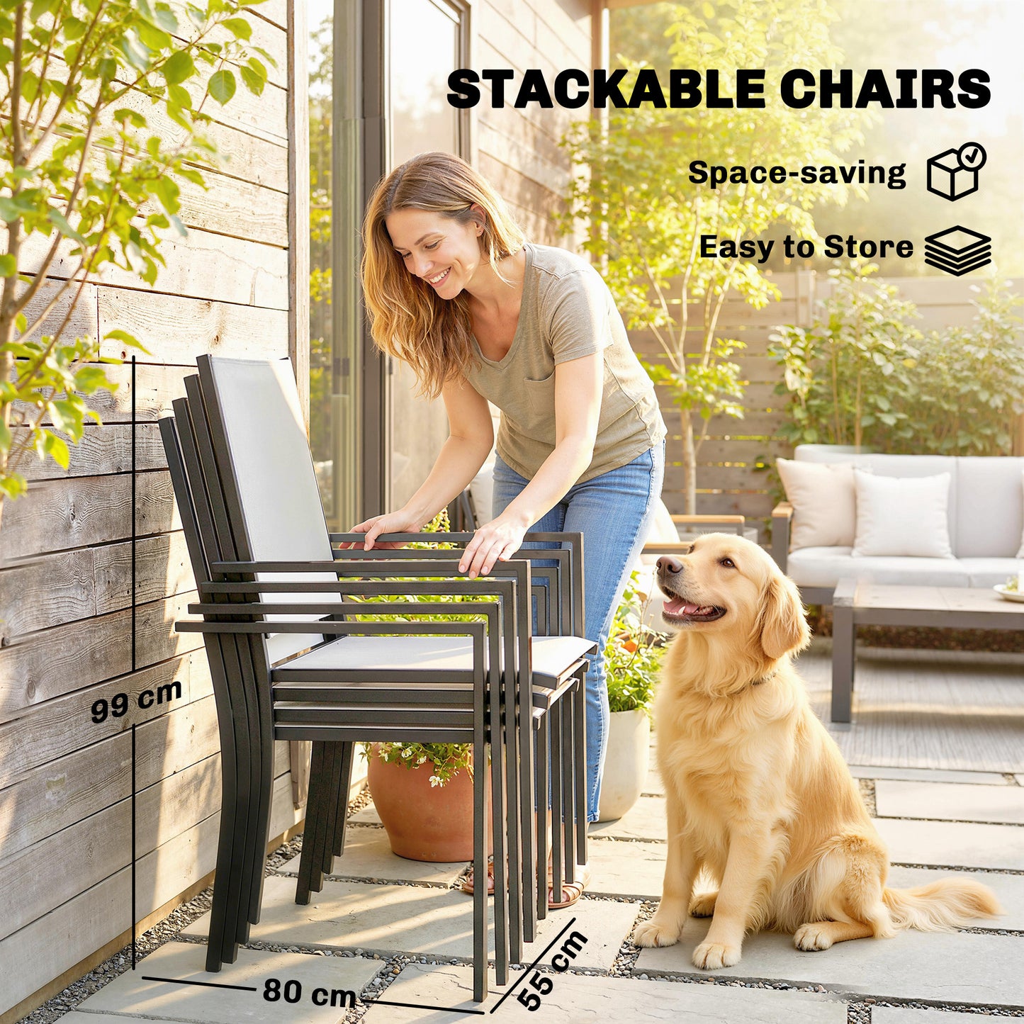 Garden Dining Set for 4 with Umbrella Hole