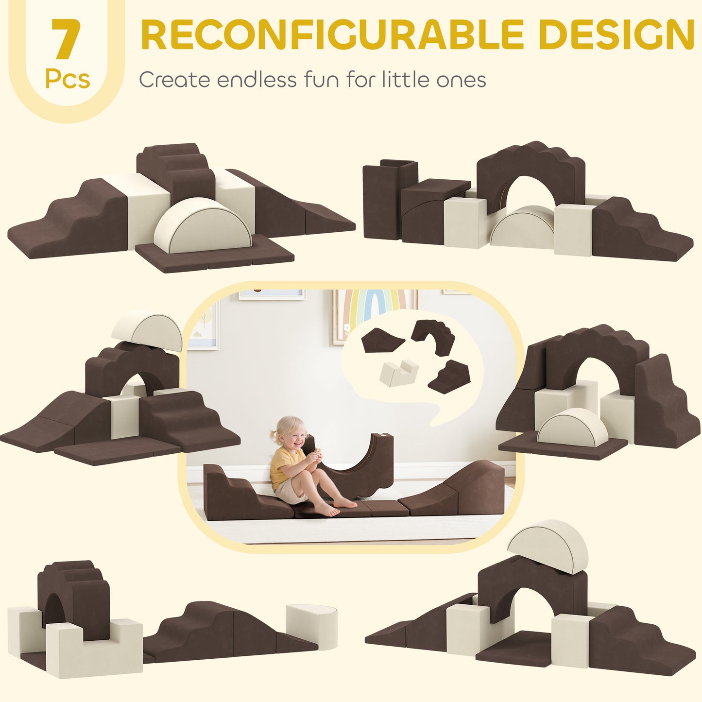 7 Piece Kids Soft Play Set with Detachable Cover