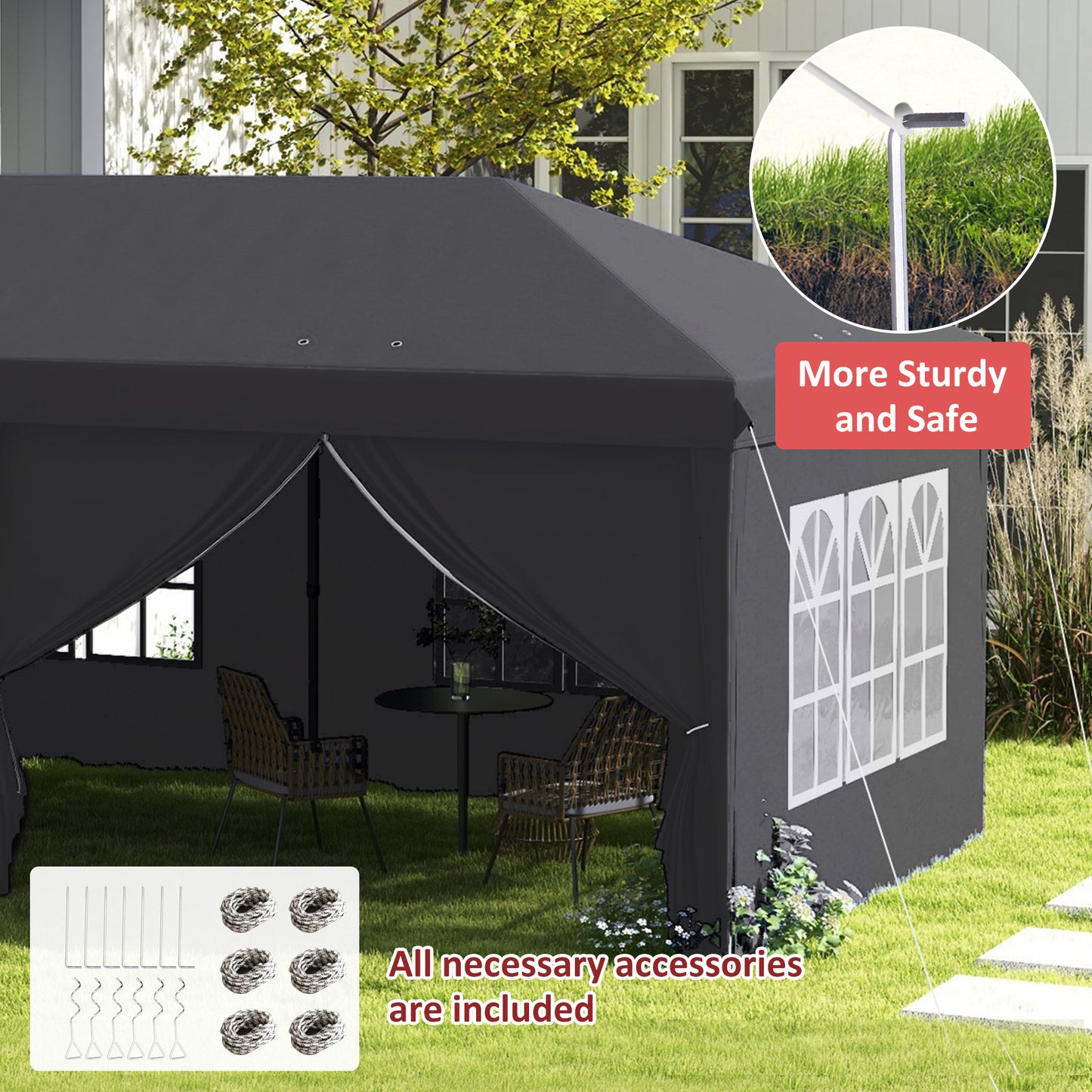 Outsunny 3 x 6 m Garden Pop Up Gazebo, Wedding Party Tent Marquee