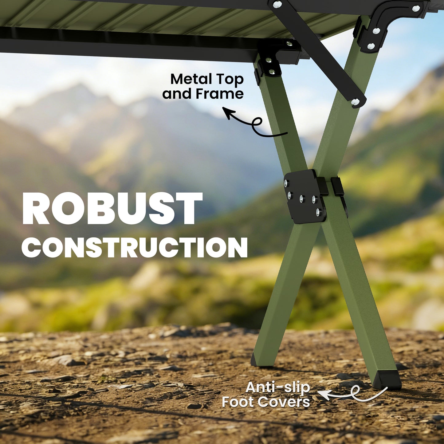 4ft Folding Camping Table, Waterproof Picnic Table with Roll Up Top