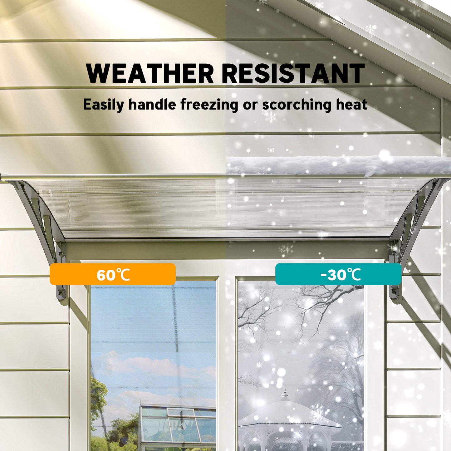 Front Door Canopy, Outdoor Awning, Rain Shelter, 110 x 60cm