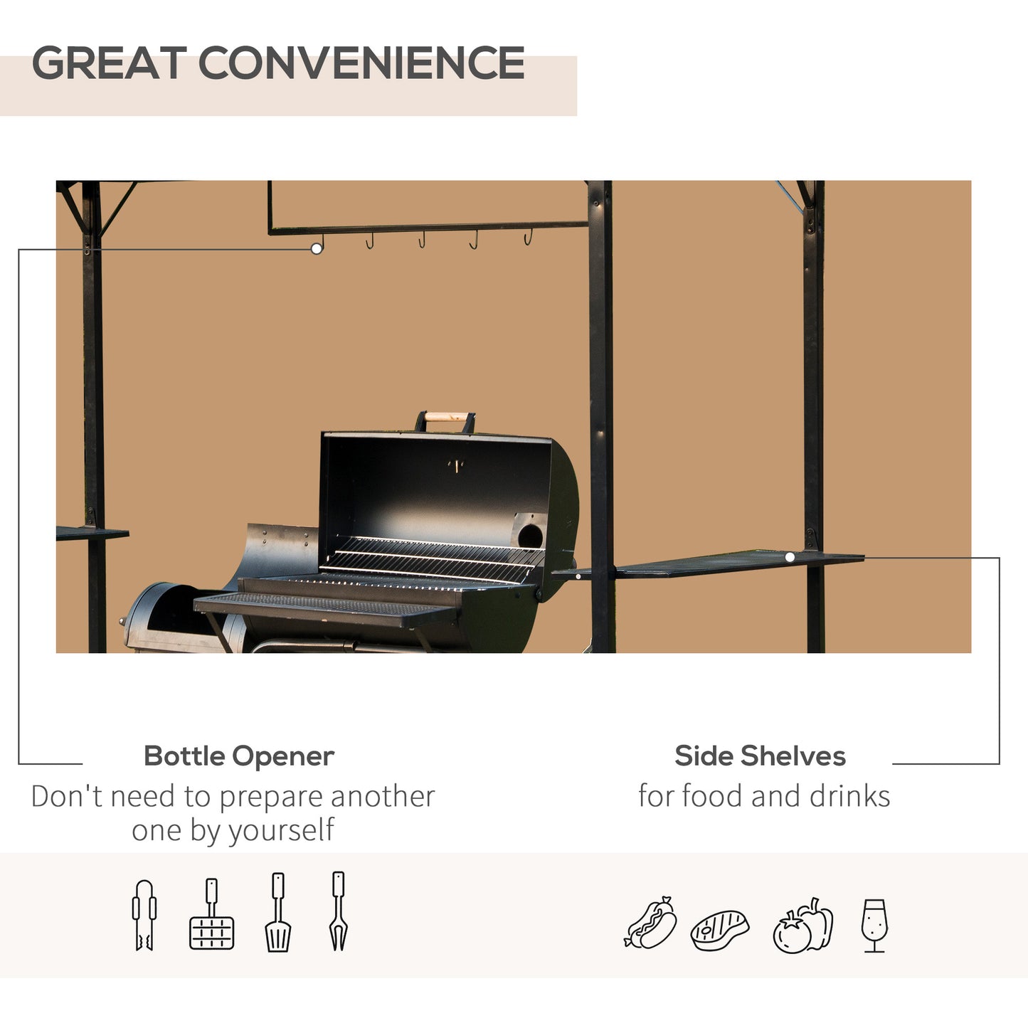 Metal Smoking Gazebo Marquee Garden Patio BBQ Tent Grill Canopy